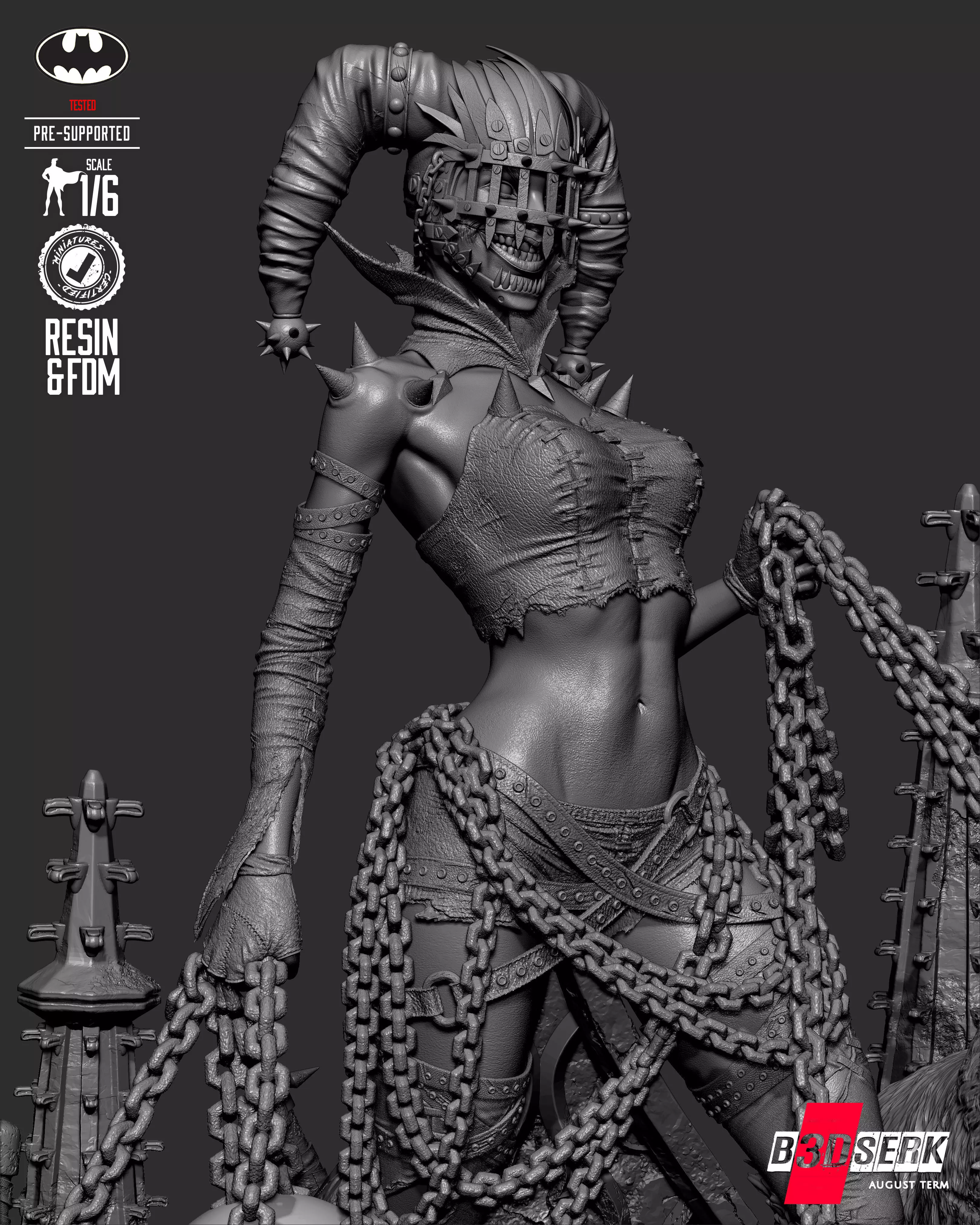 B3DSERK Harley Quinn Who Laughts Sculpture 3D print model_12