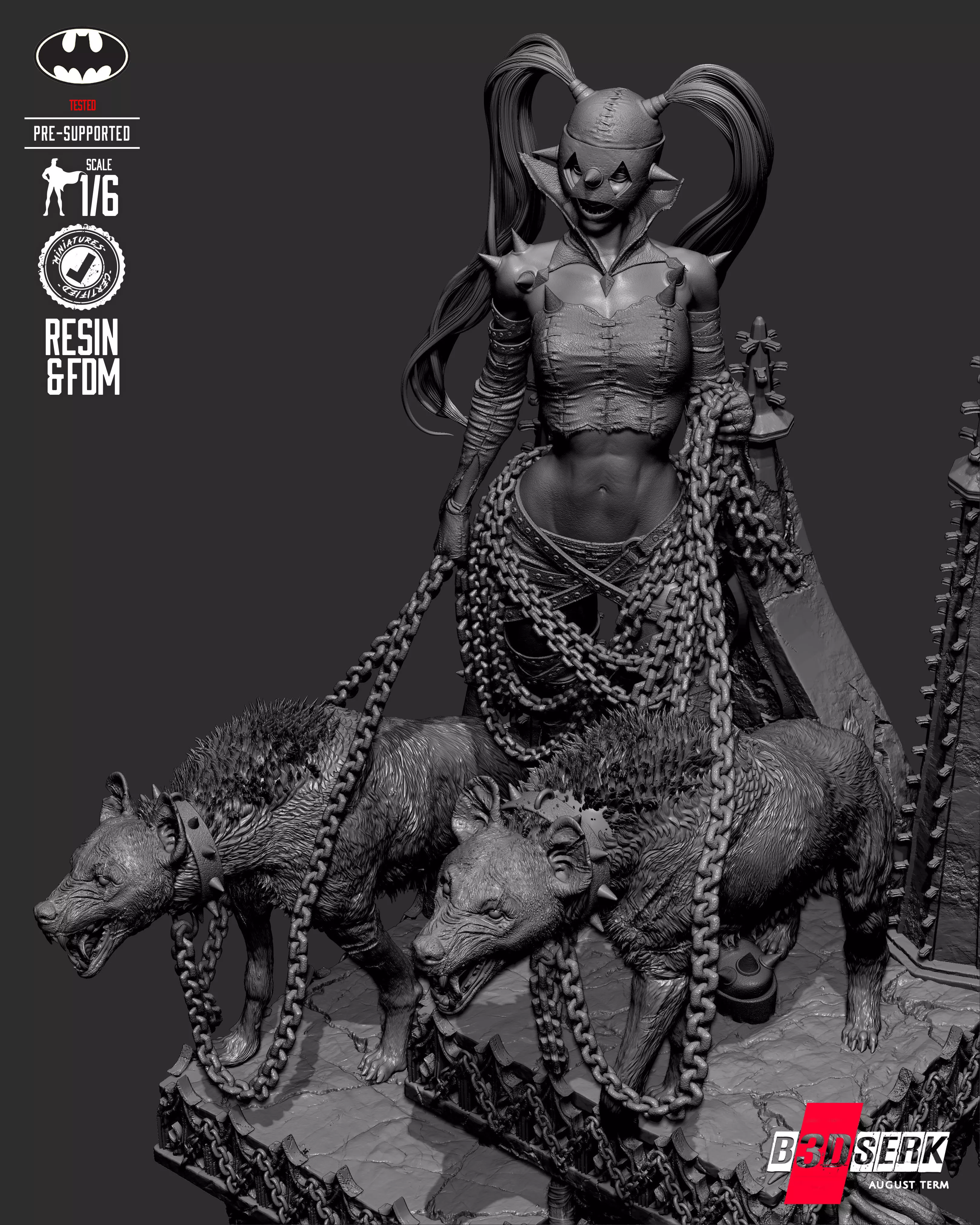 B3DSERK Harley Quinn Who Laughts Sculpture 3D print model_16