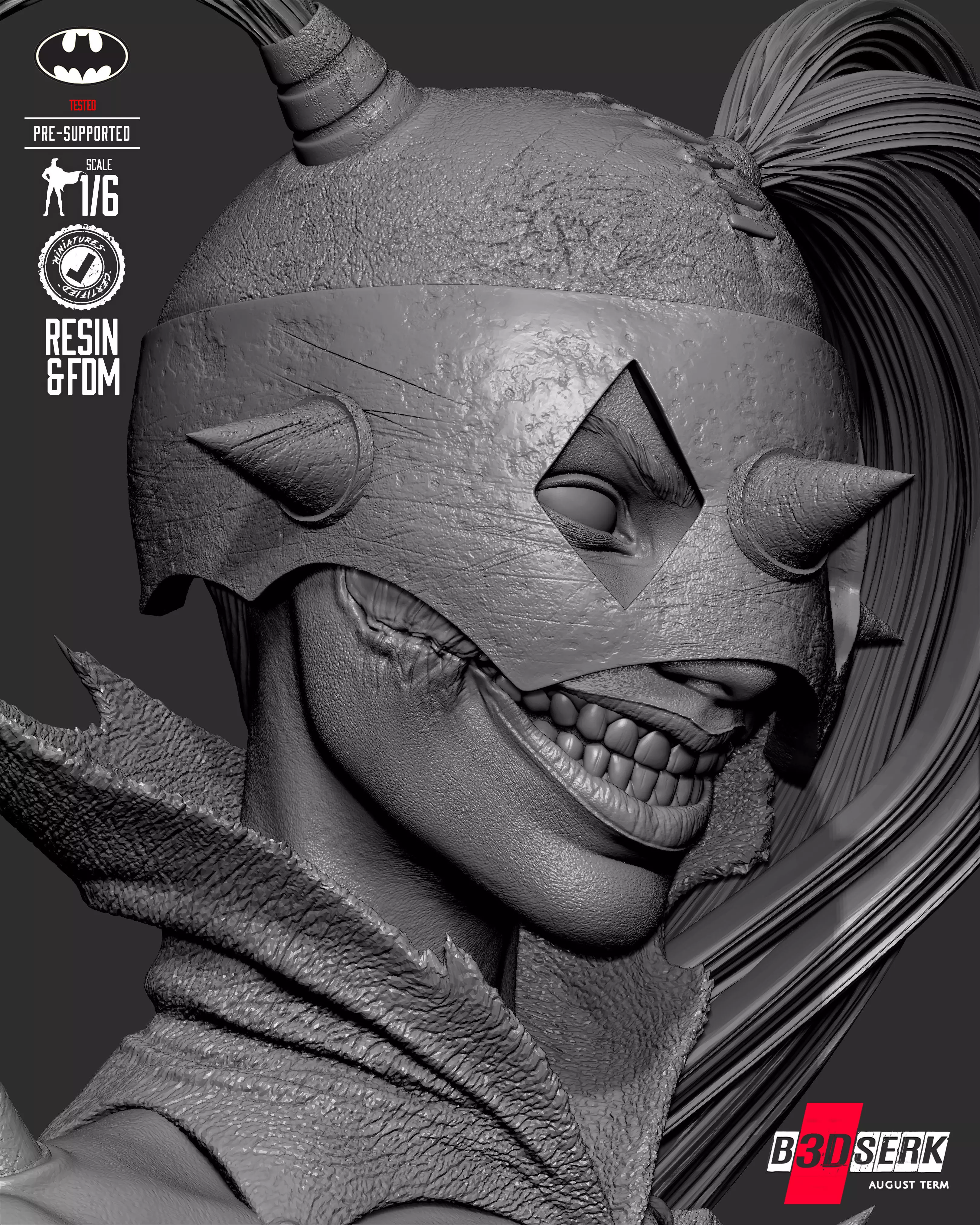 B3DSERK Harley Quinn Who Laughts Sculpture 3D print model_10