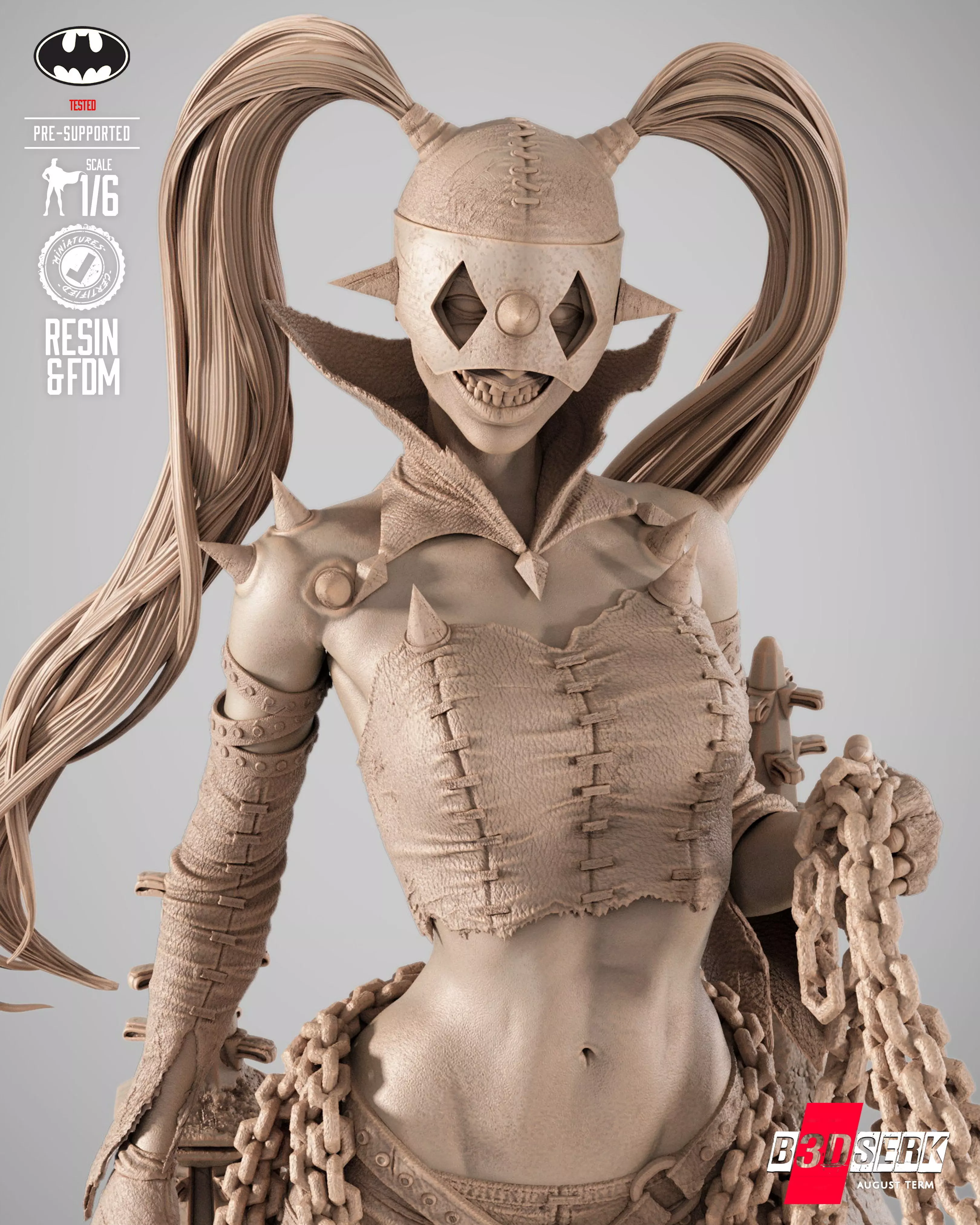 B3DSERK Harley Quinn Who Laughts Sculpture 3D print model_21