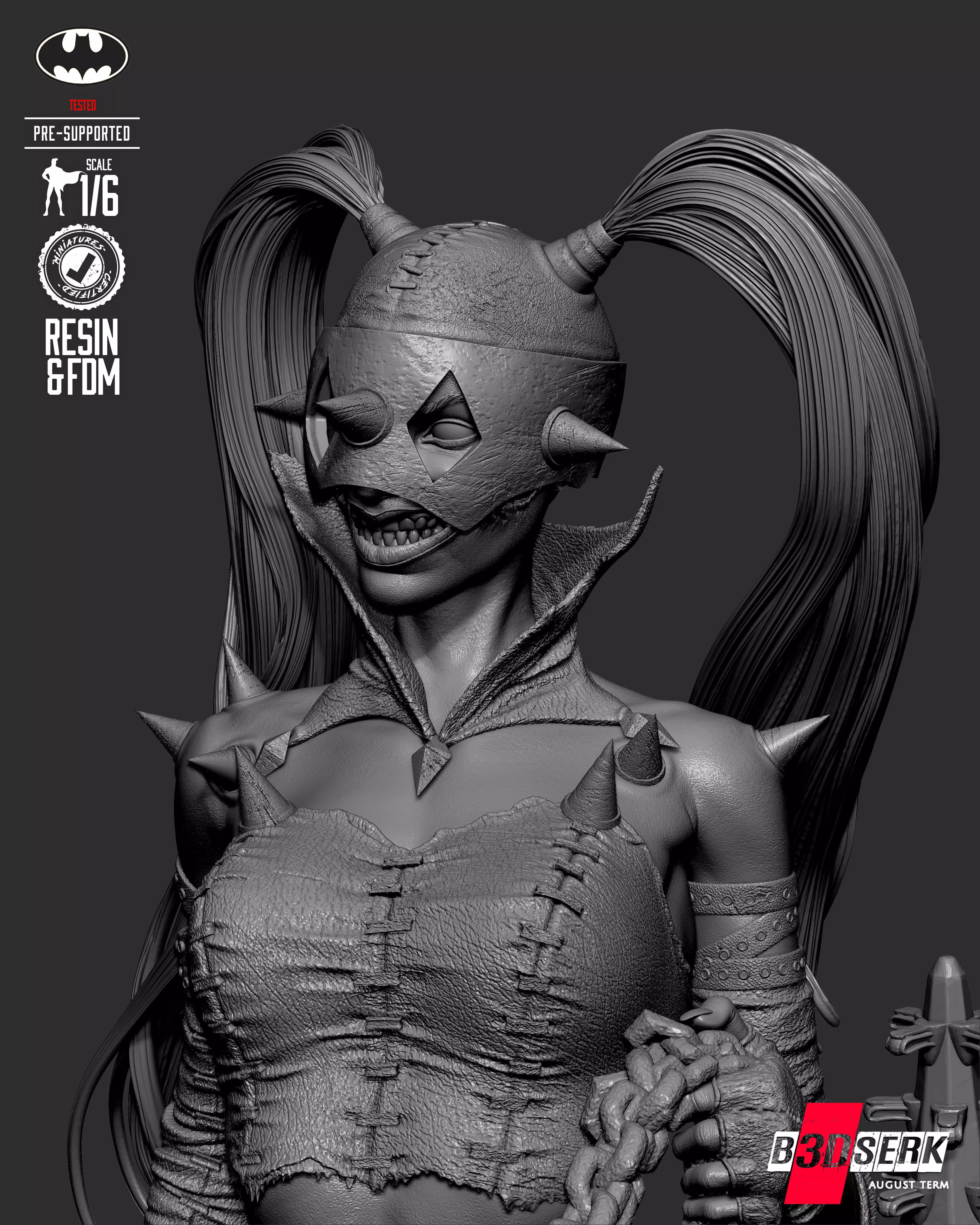 B3DSERK Harley Quinn Who Laughts Sculpture 3D print model_28