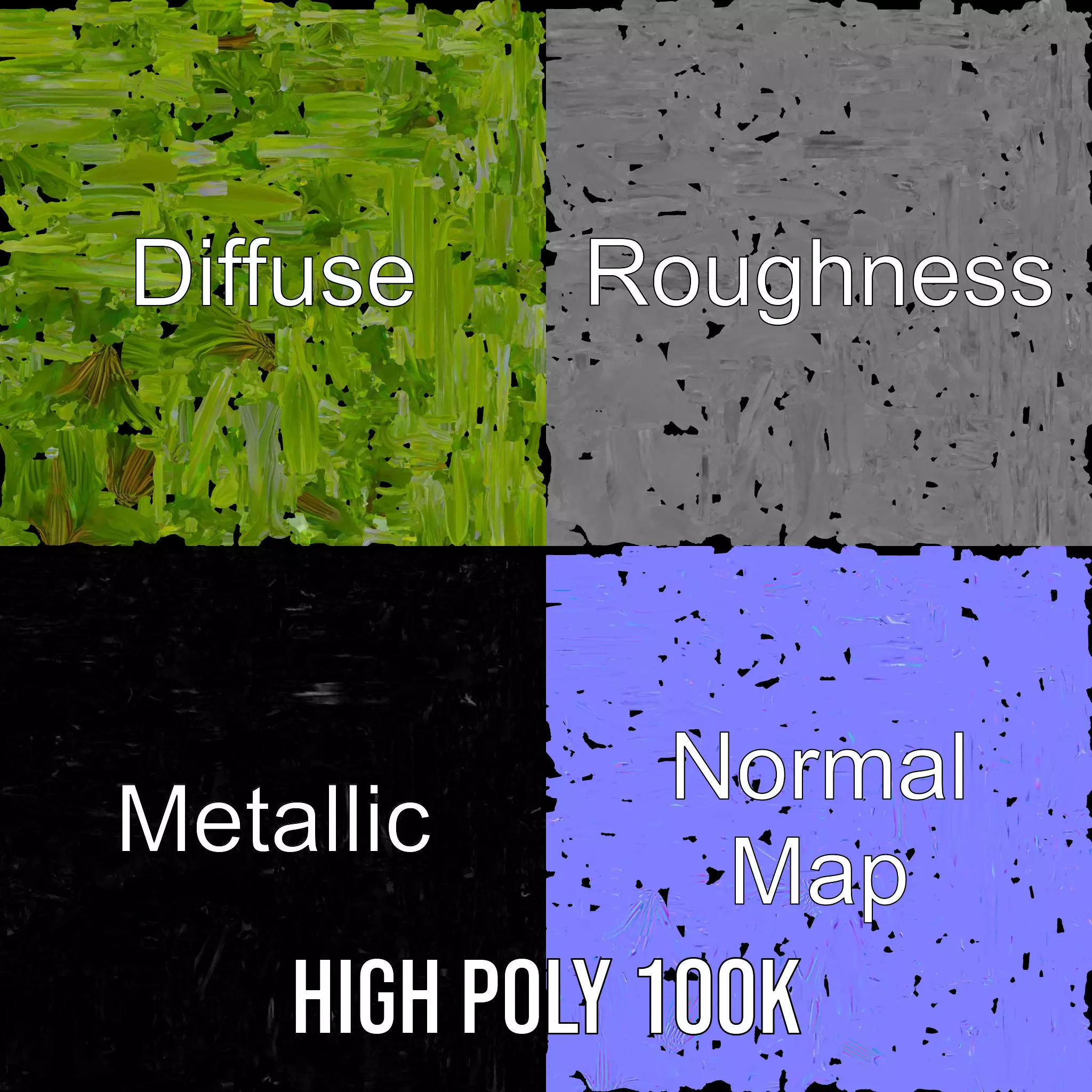 Green Grass Cluster model pack Low-poly 3D model_4