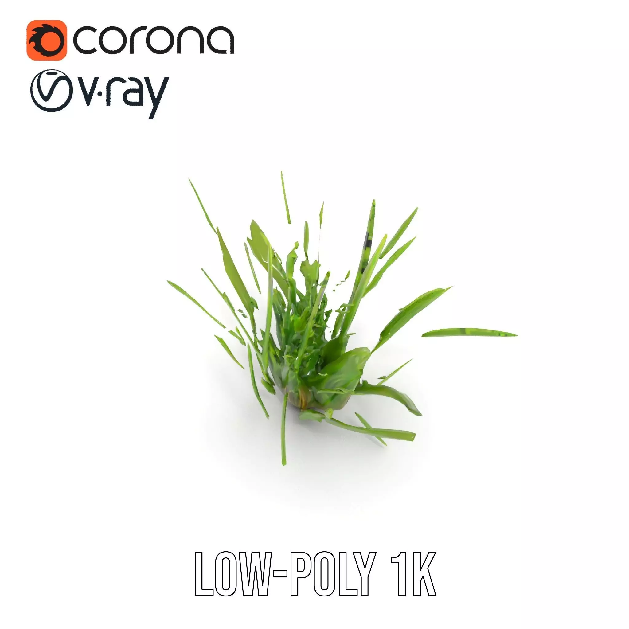 Green Grass Cluster model pack Low-poly 3D model_10