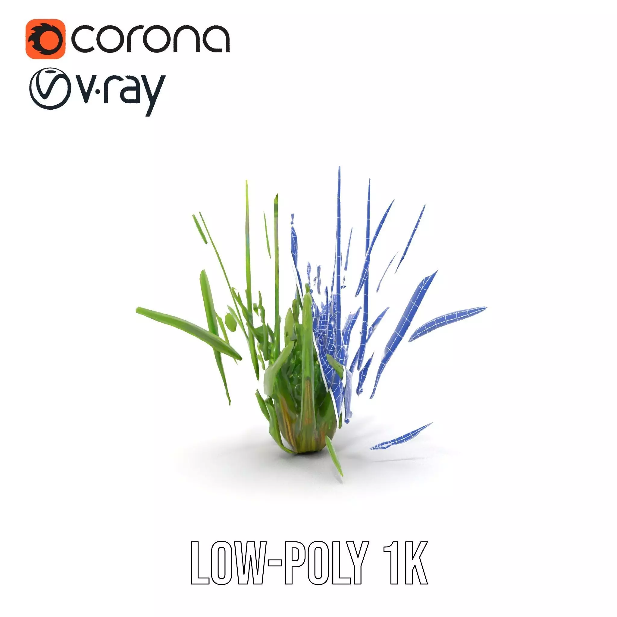 Green Grass Cluster model pack Low-poly 3D model_31