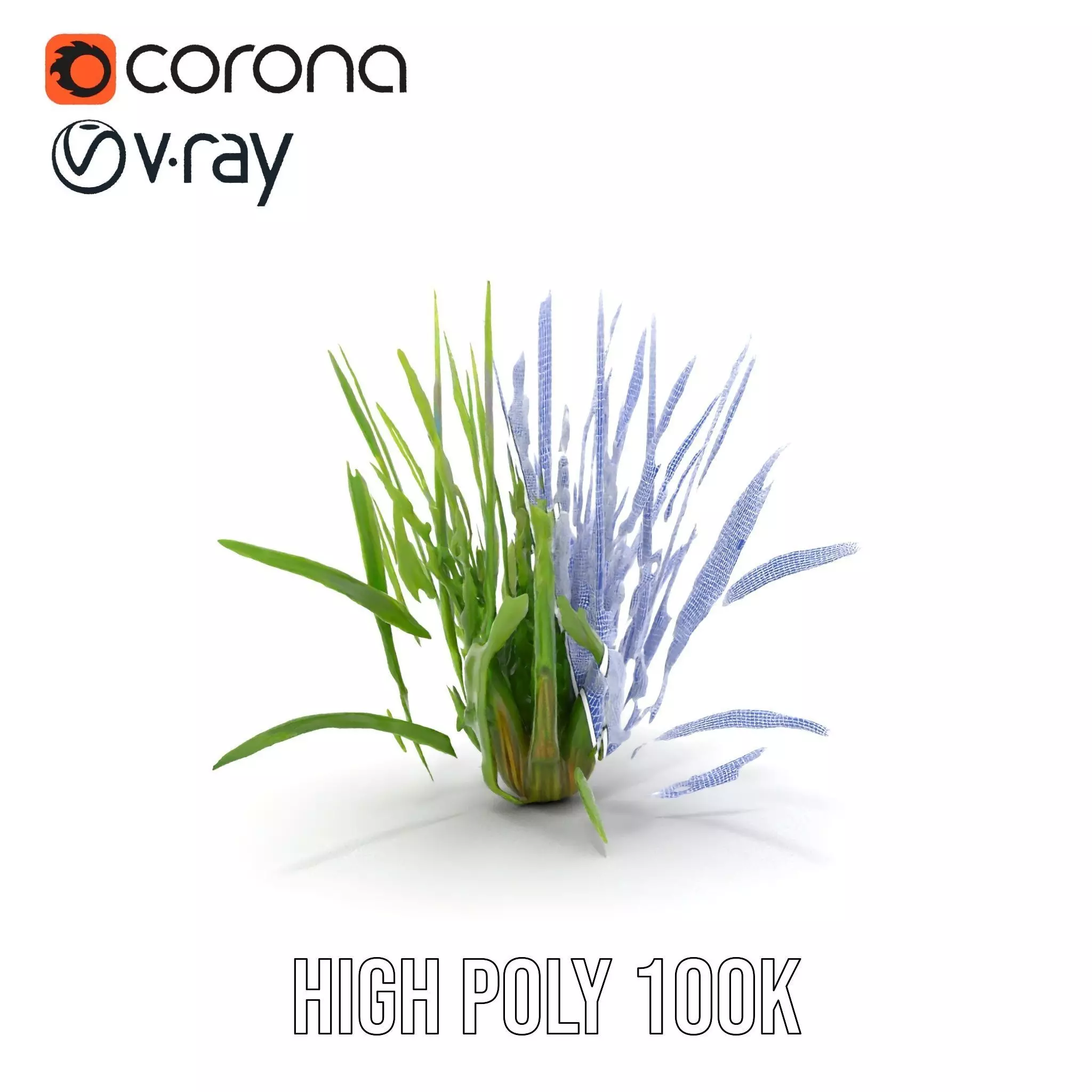 Green Grass Cluster model pack Low-poly 3D model_35