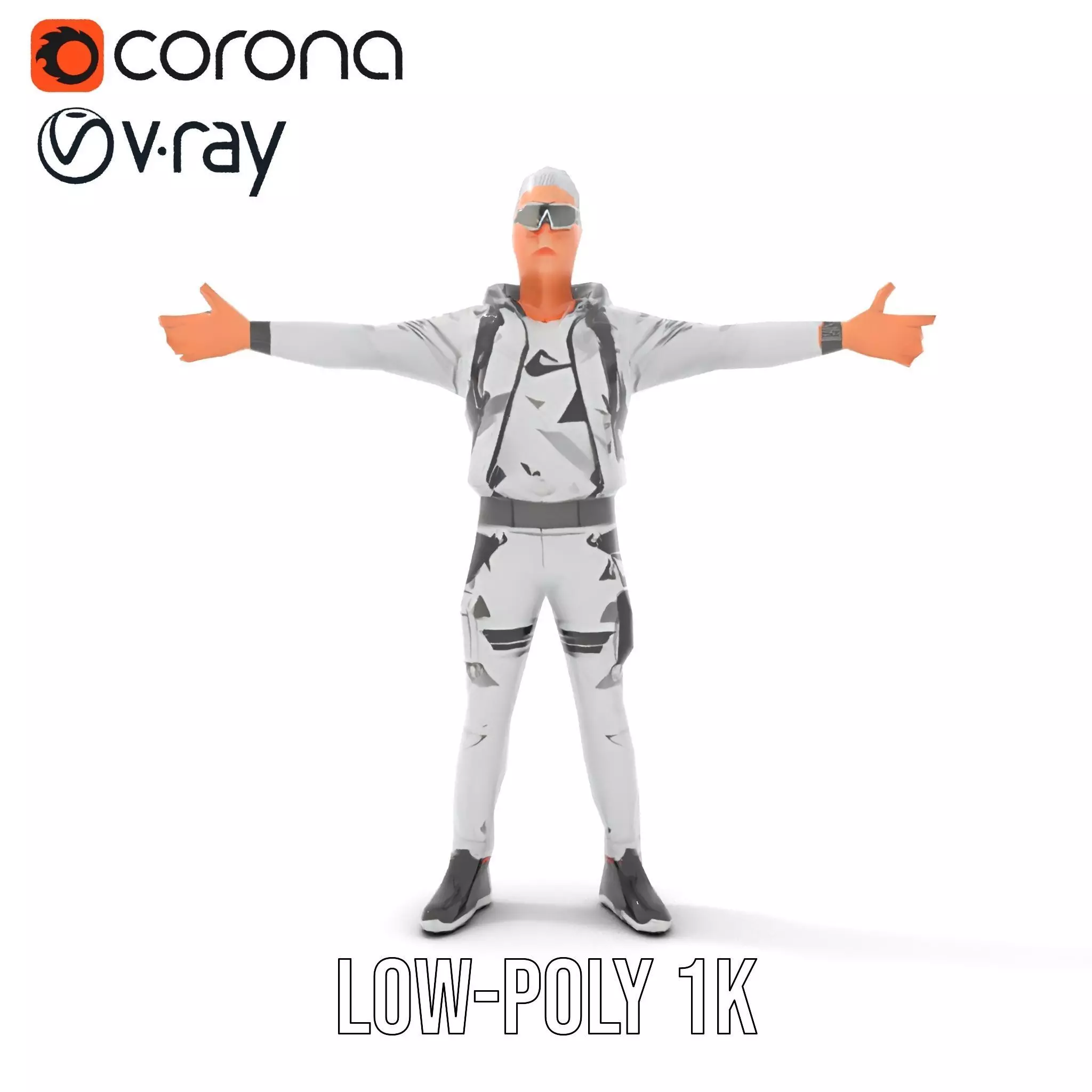 Futuristic Streetwear Male model pack Low-poly 3D model_9