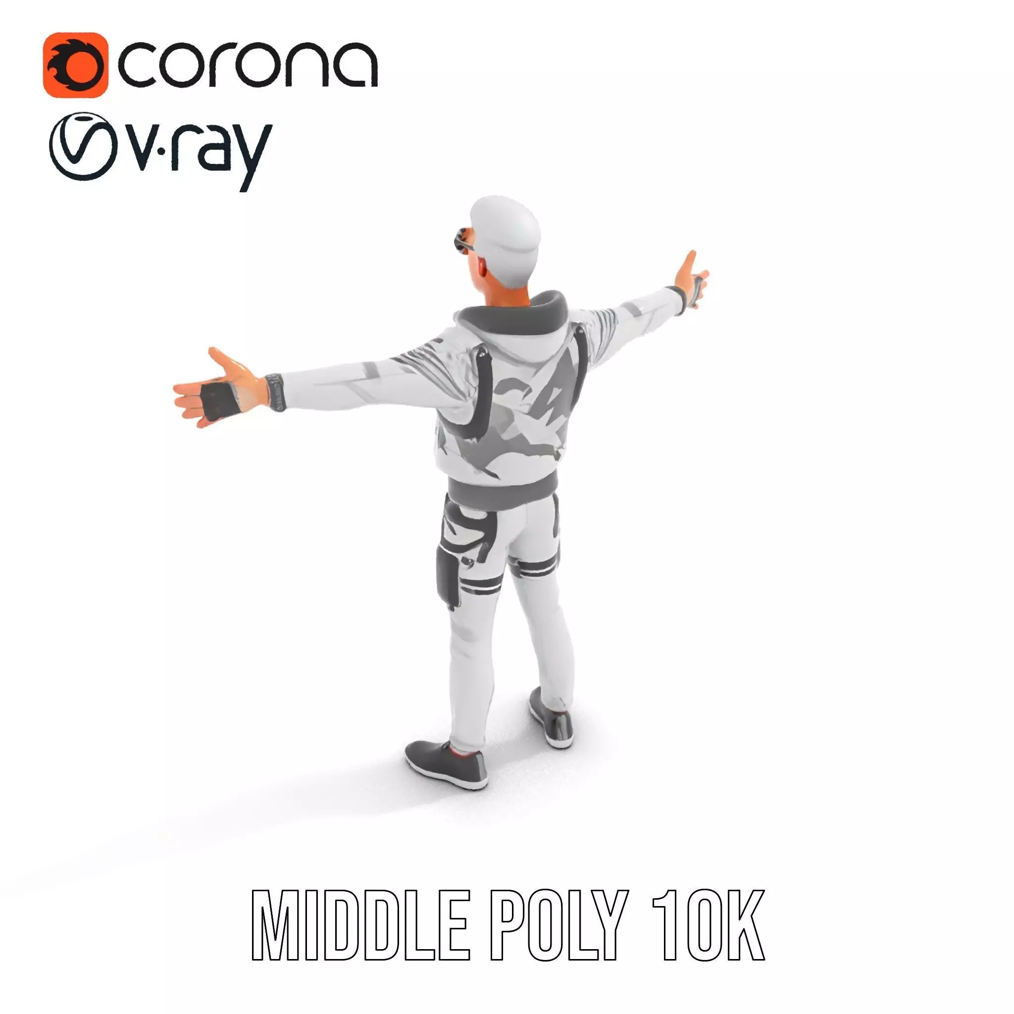 Futuristic Streetwear Male model pack Low-poly 3D model_14