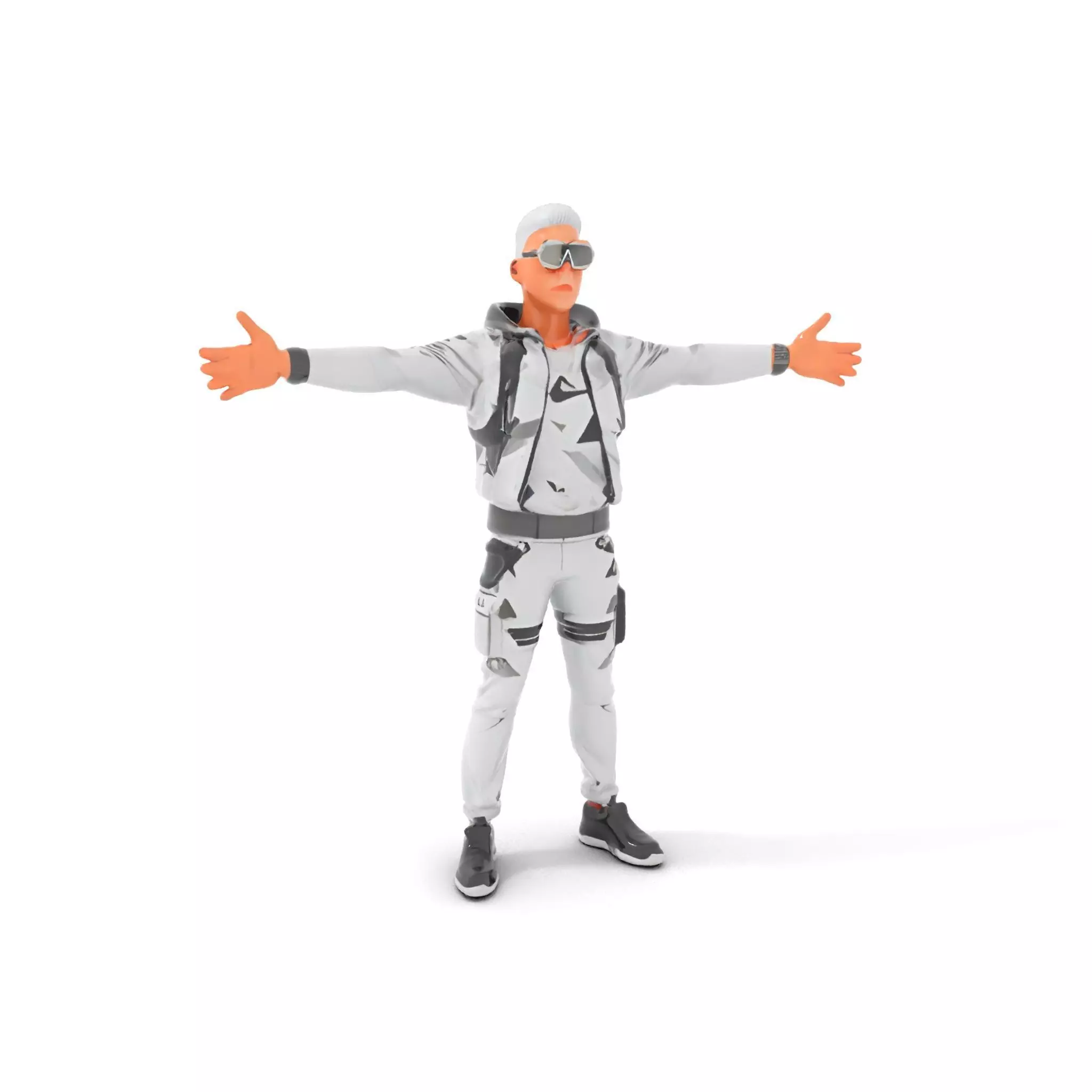 Futuristic Streetwear Male model pack Low-poly 3D model_0
