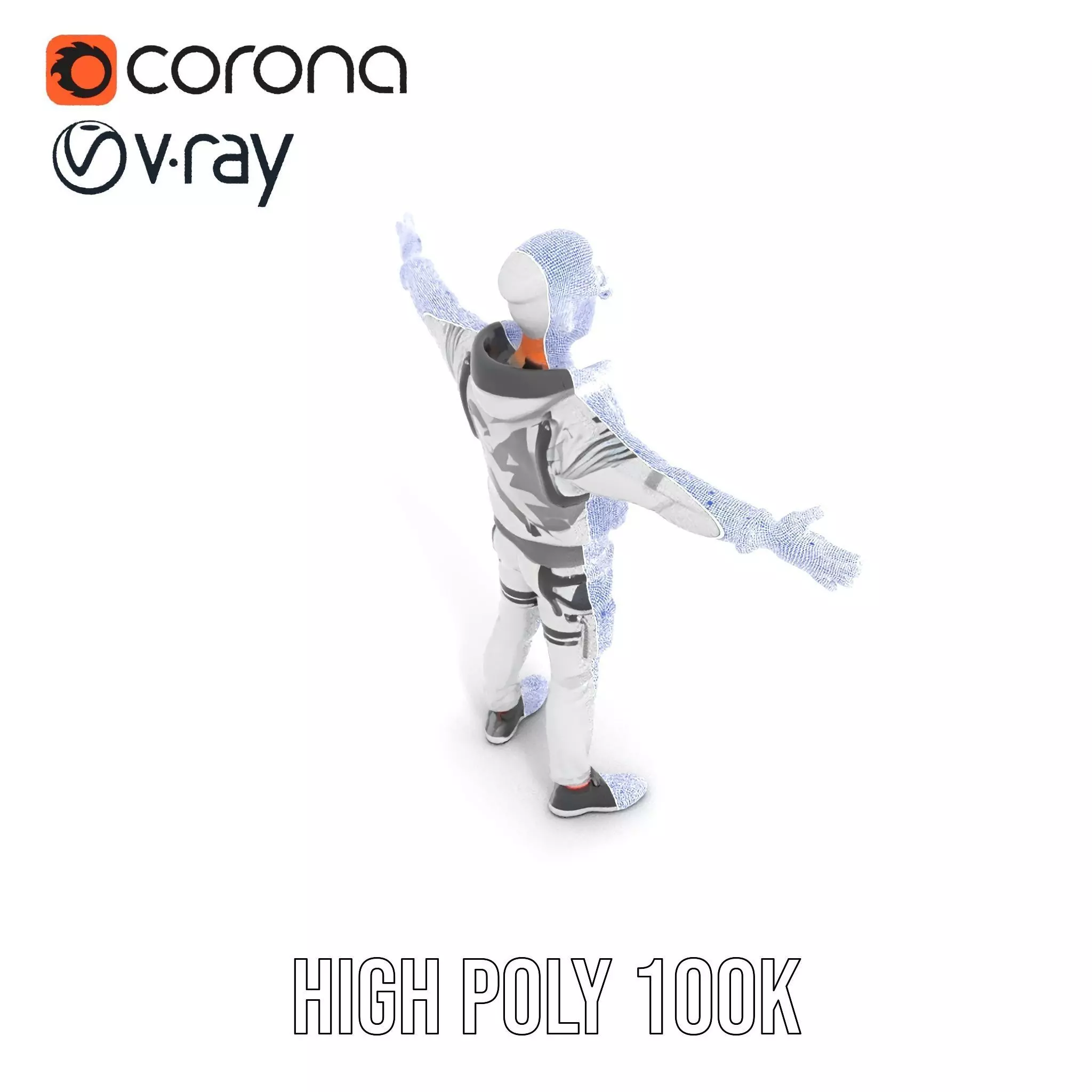 Futuristic Streetwear Male model pack Low-poly 3D model_33