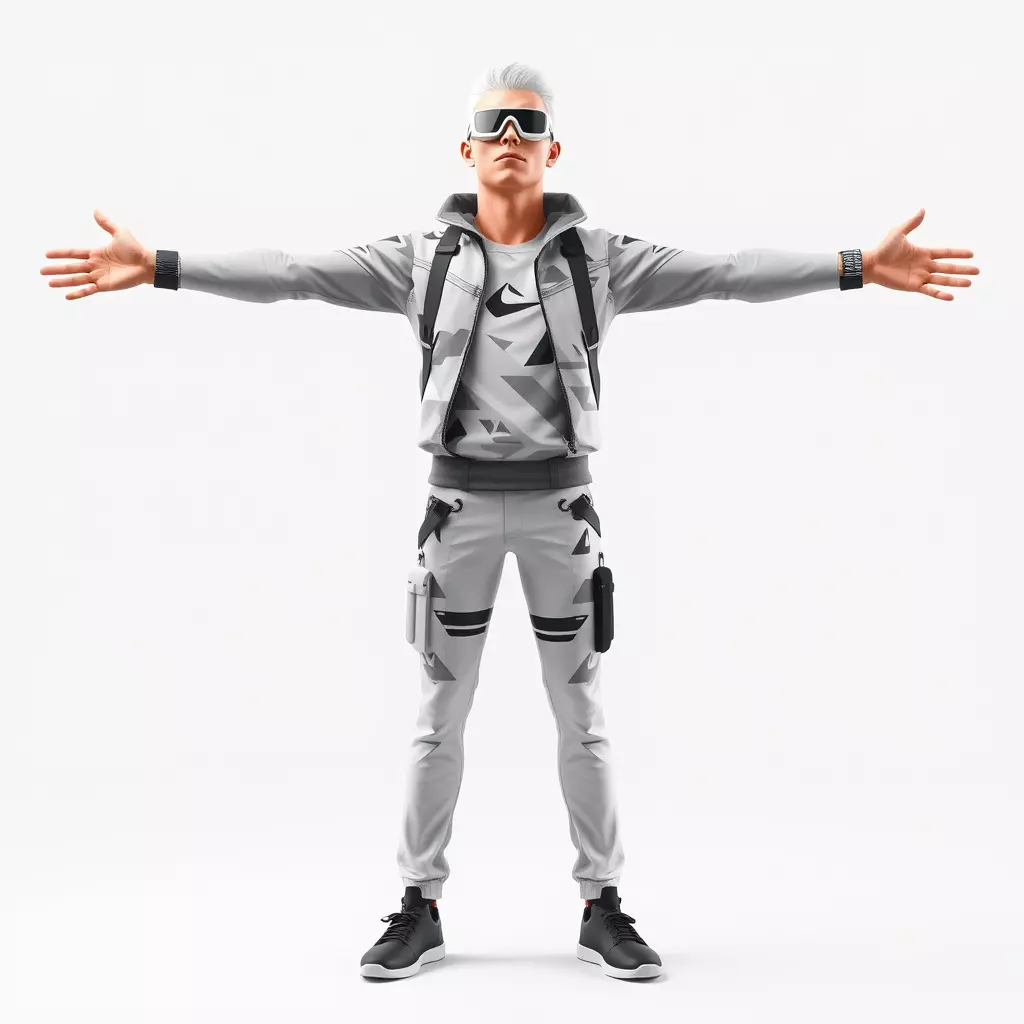 Futuristic Streetwear Male model pack Low-poly 3D model_3