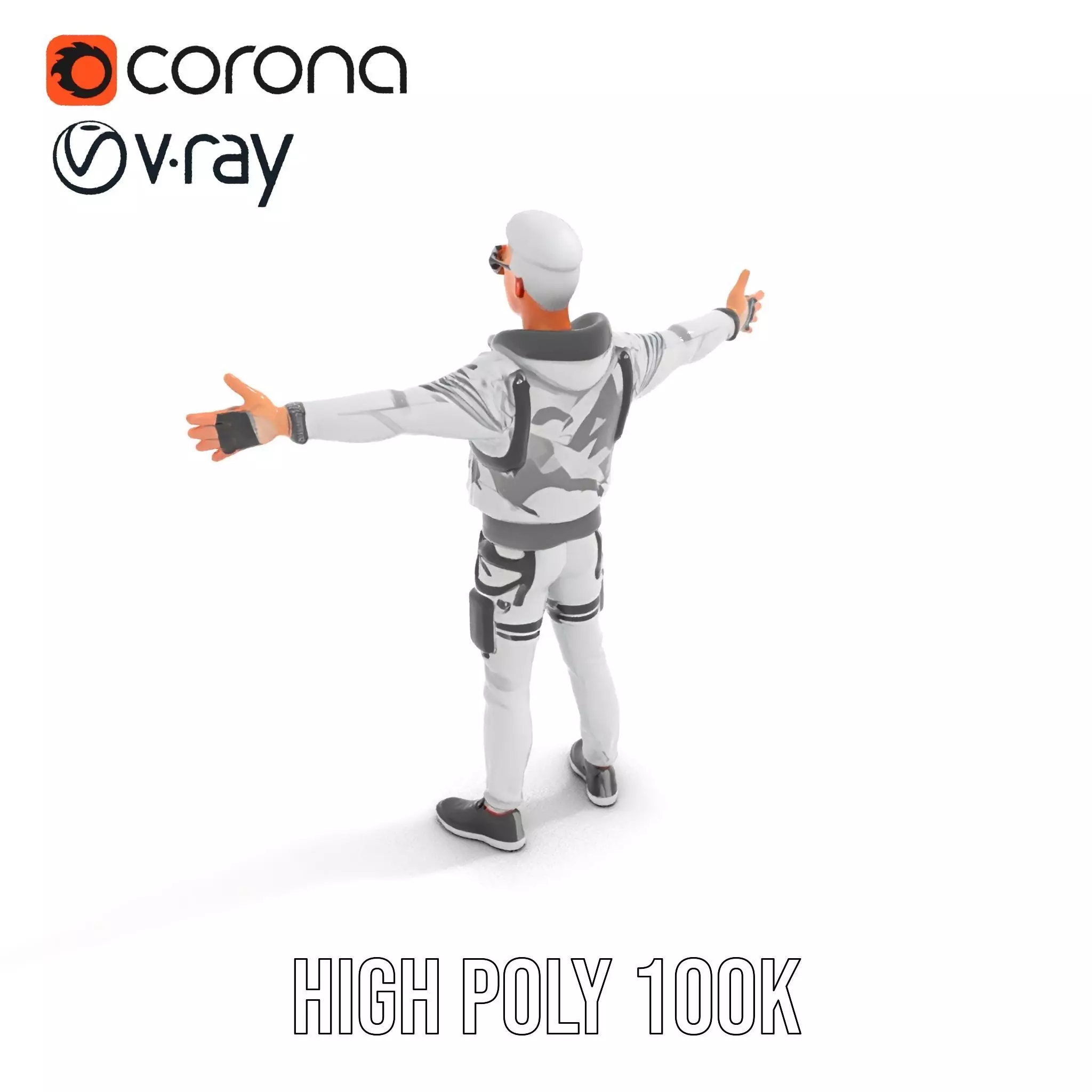 Futuristic Streetwear Male model pack Low-poly 3D model_13