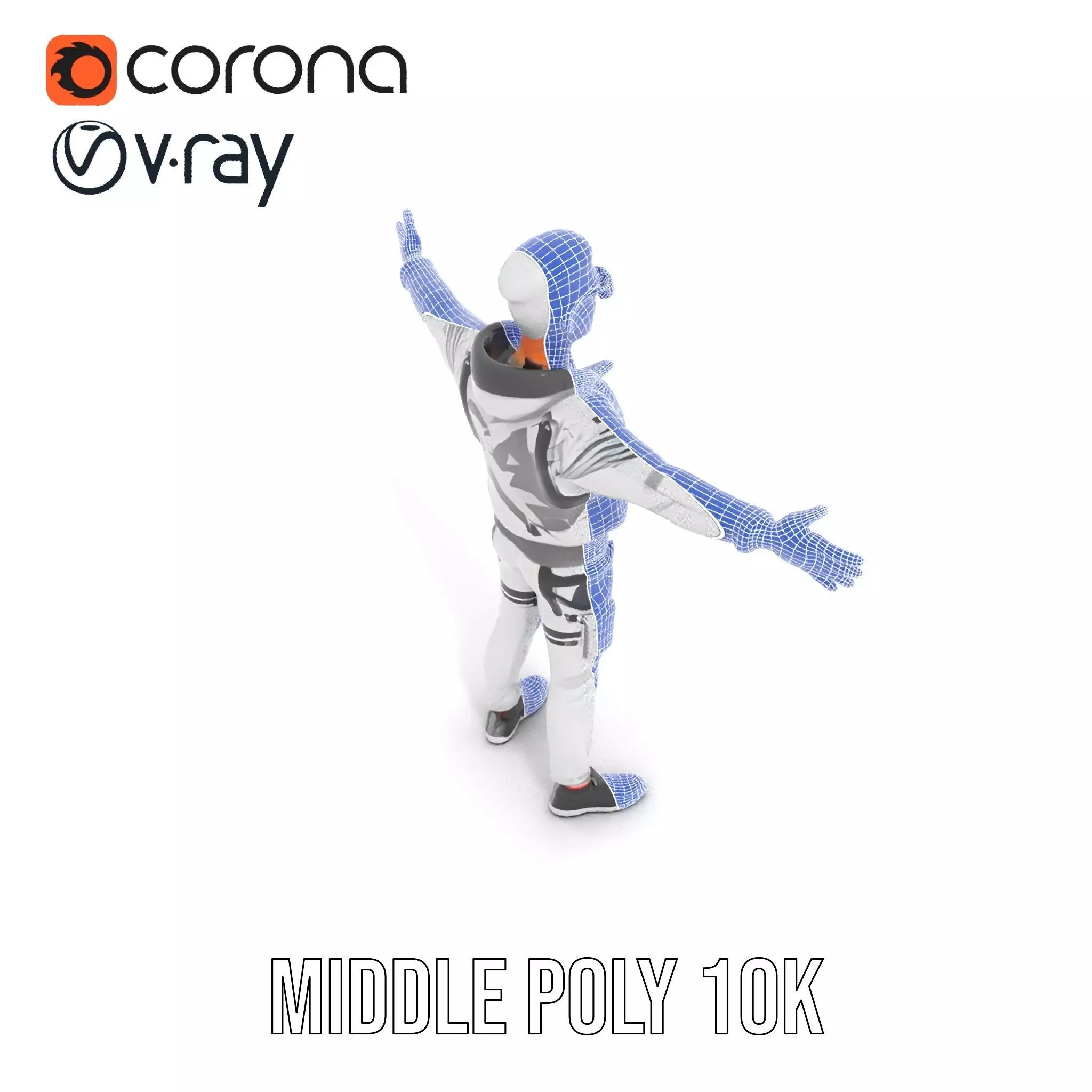 Futuristic Streetwear Male model pack Low-poly 3D model_11