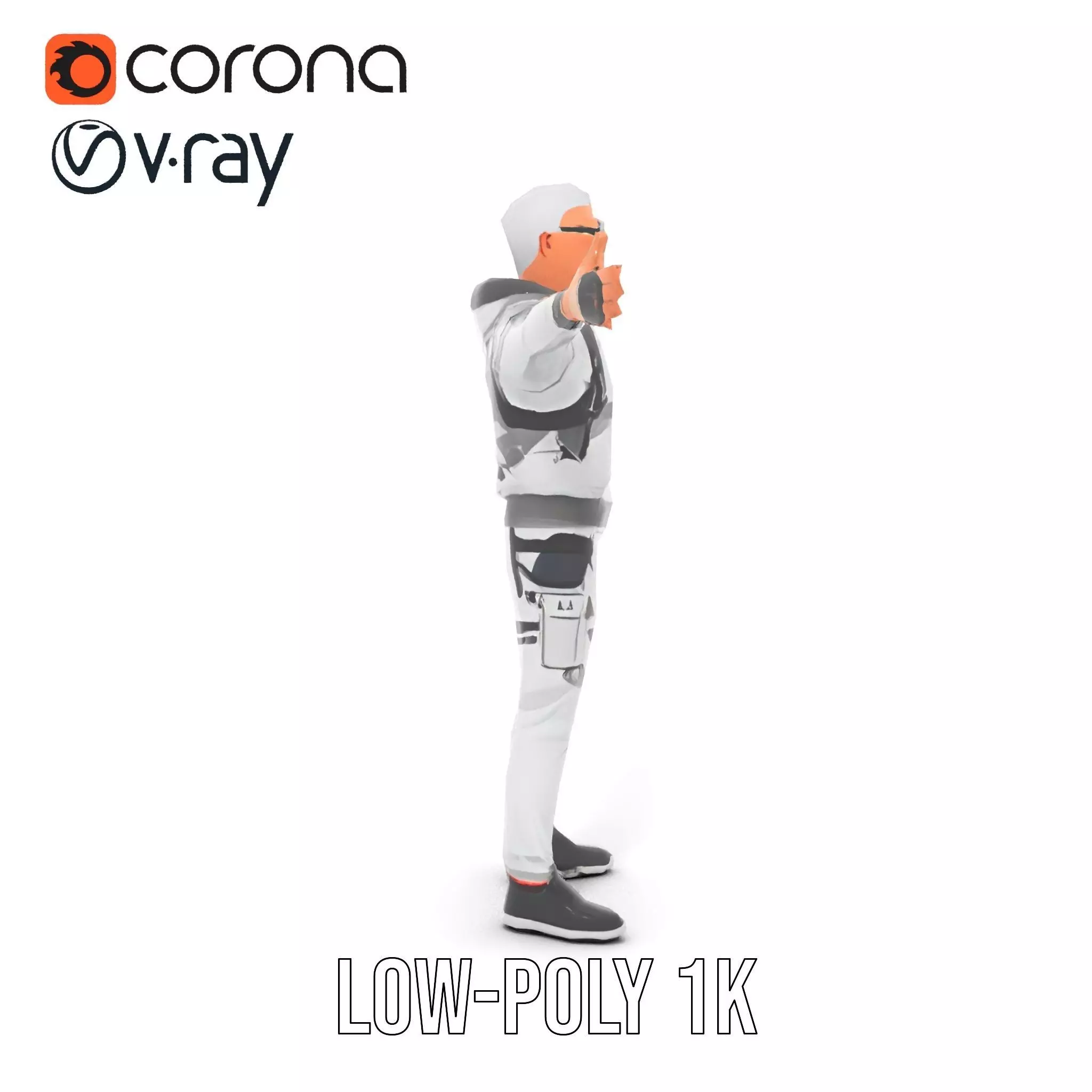 Futuristic Streetwear Male model pack Low-poly 3D model_23