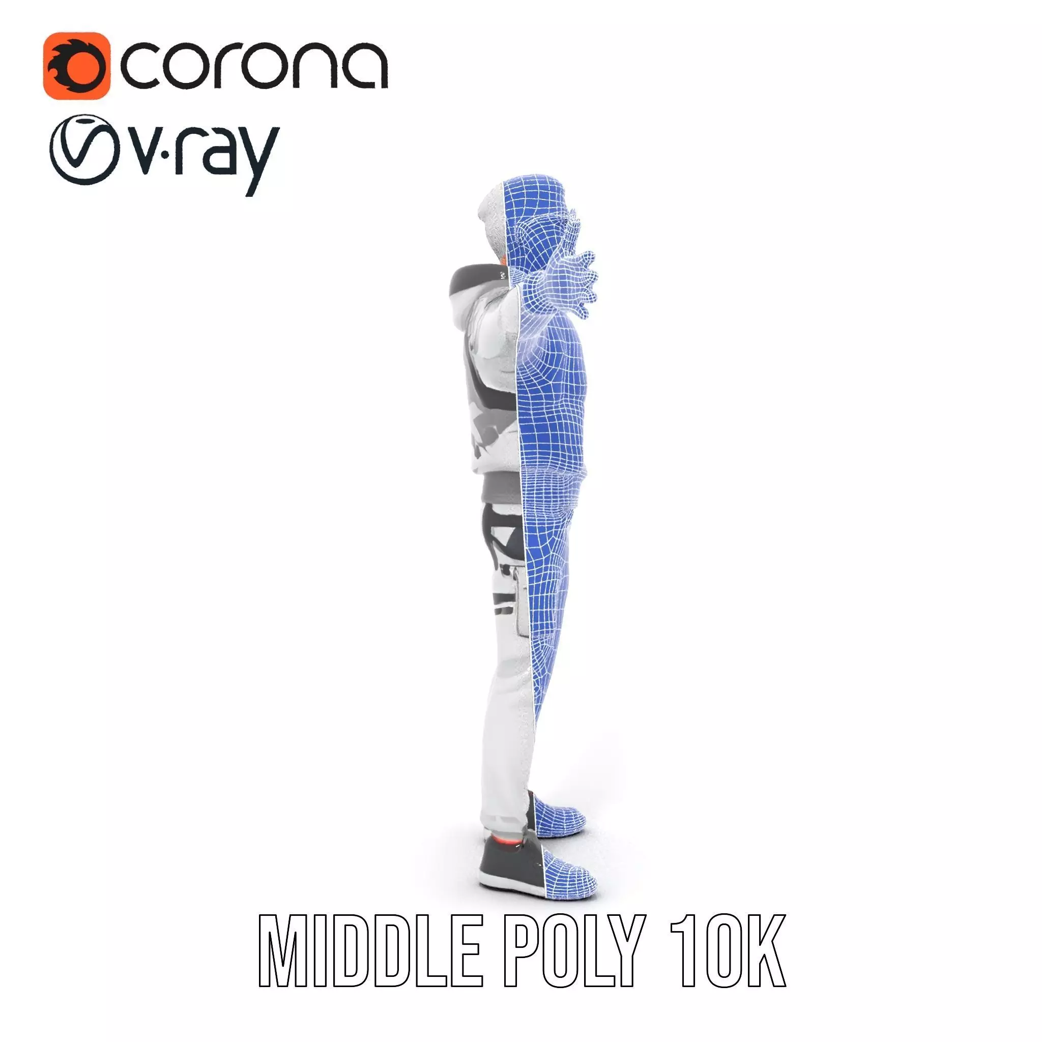 Futuristic Streetwear Male model pack Low-poly 3D model_22