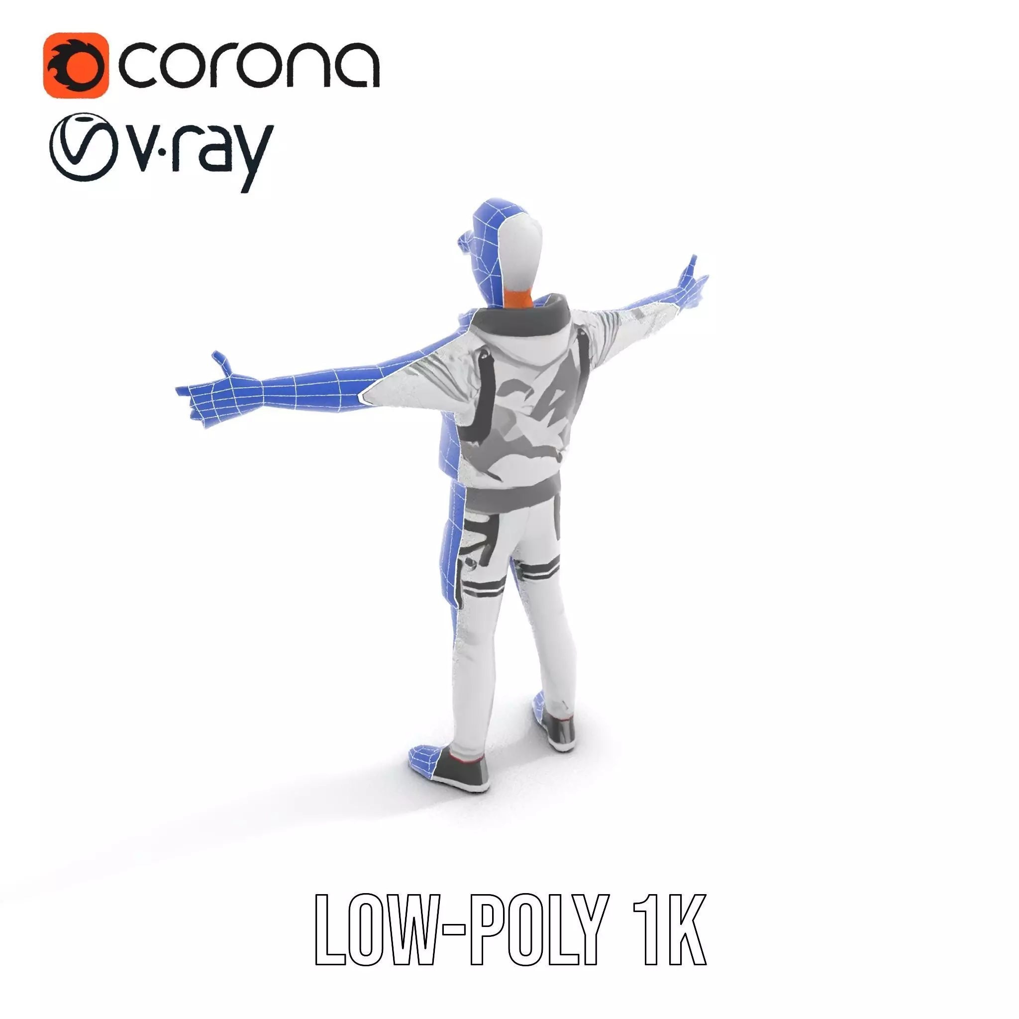 Futuristic Streetwear Male model pack Low-poly 3D model_25