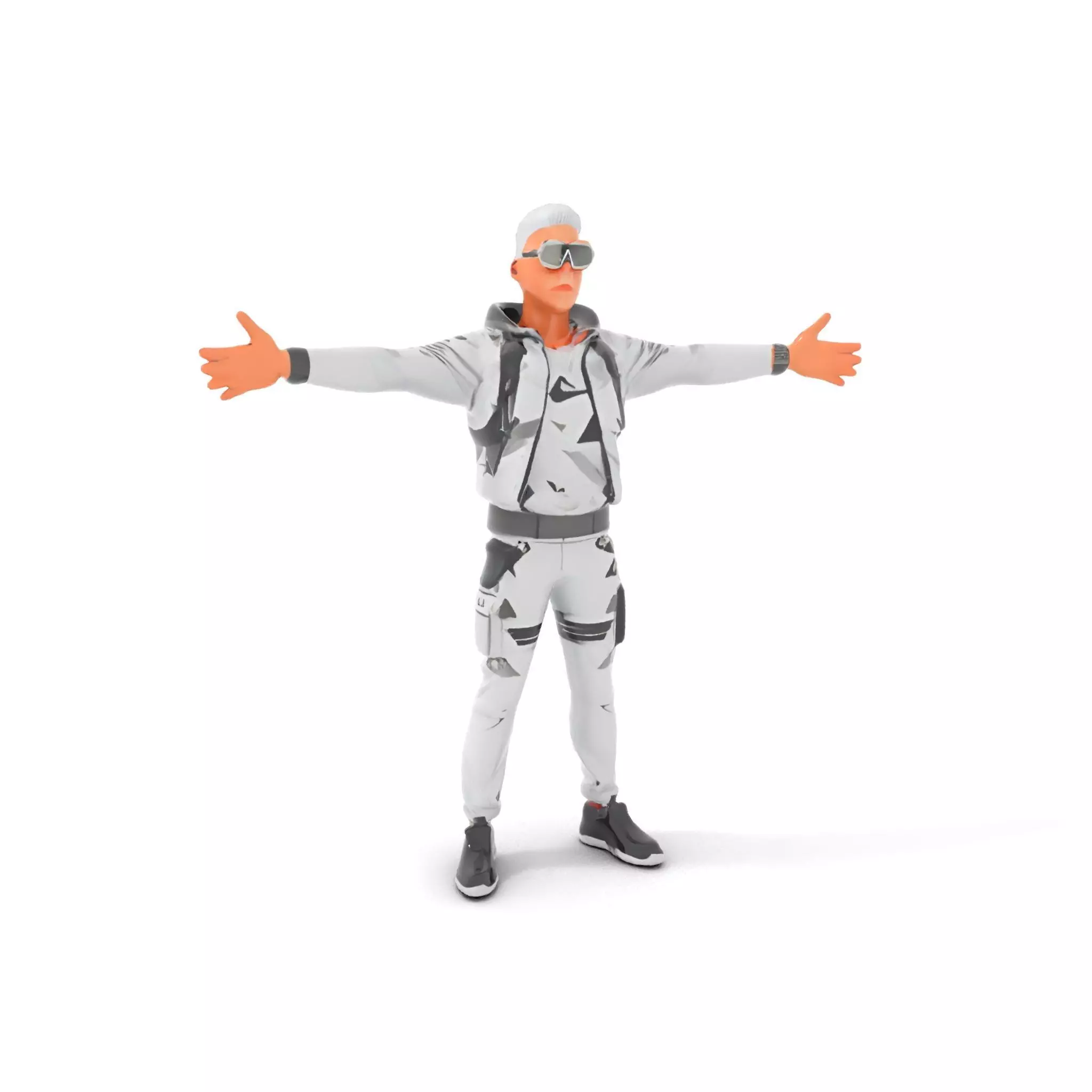 Futuristic Streetwear Male model pack Low-poly 3D model_7