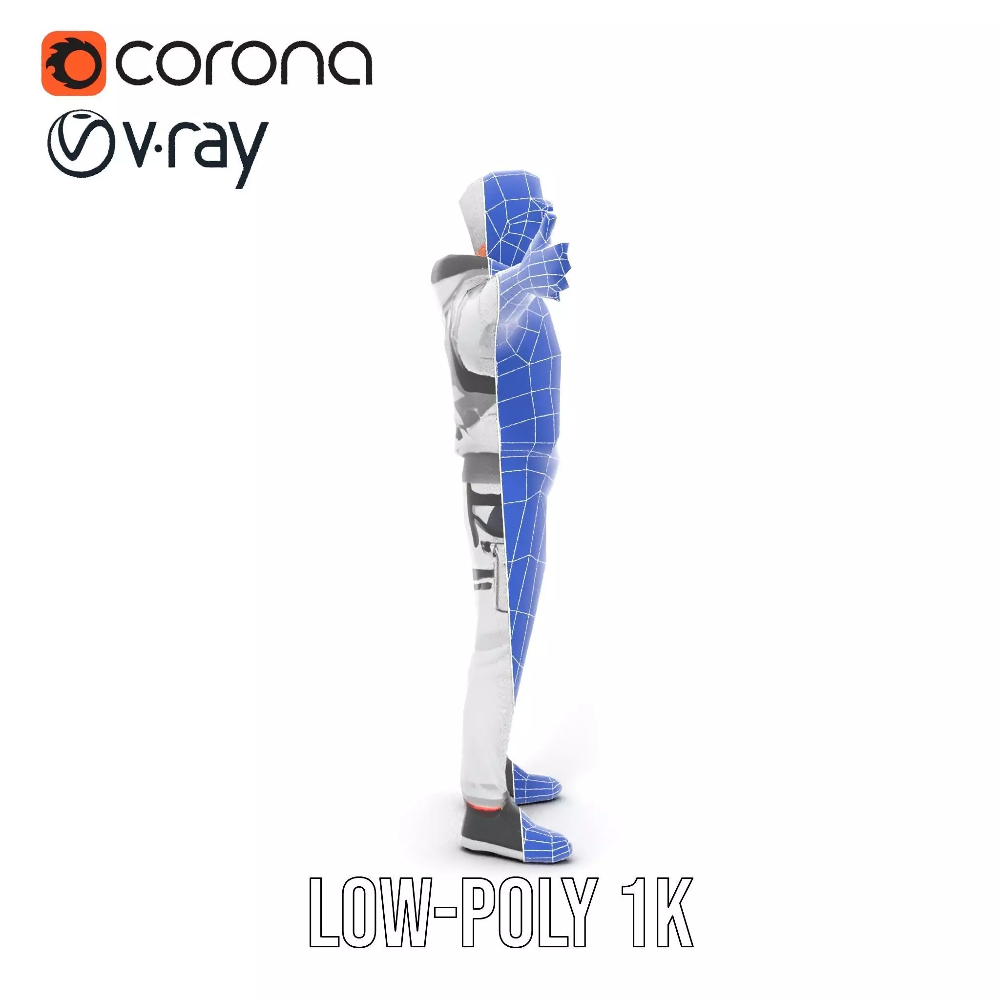 Futuristic Streetwear Male model pack Low-poly 3D model_20