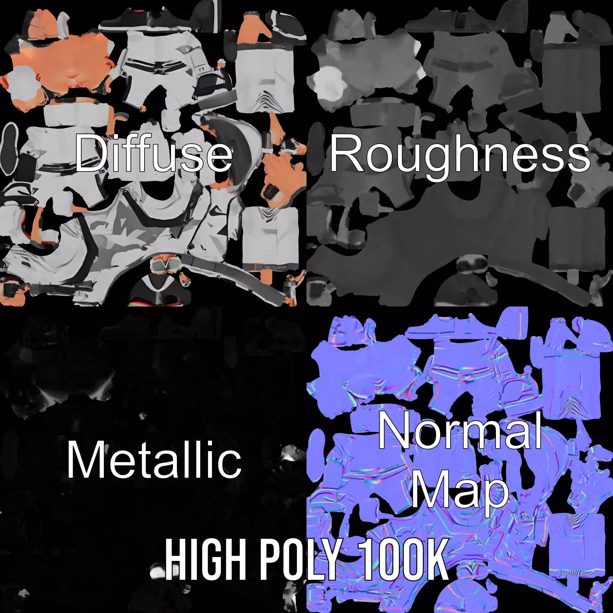 Futuristic Streetwear Male model pack Low-poly 3D model_4