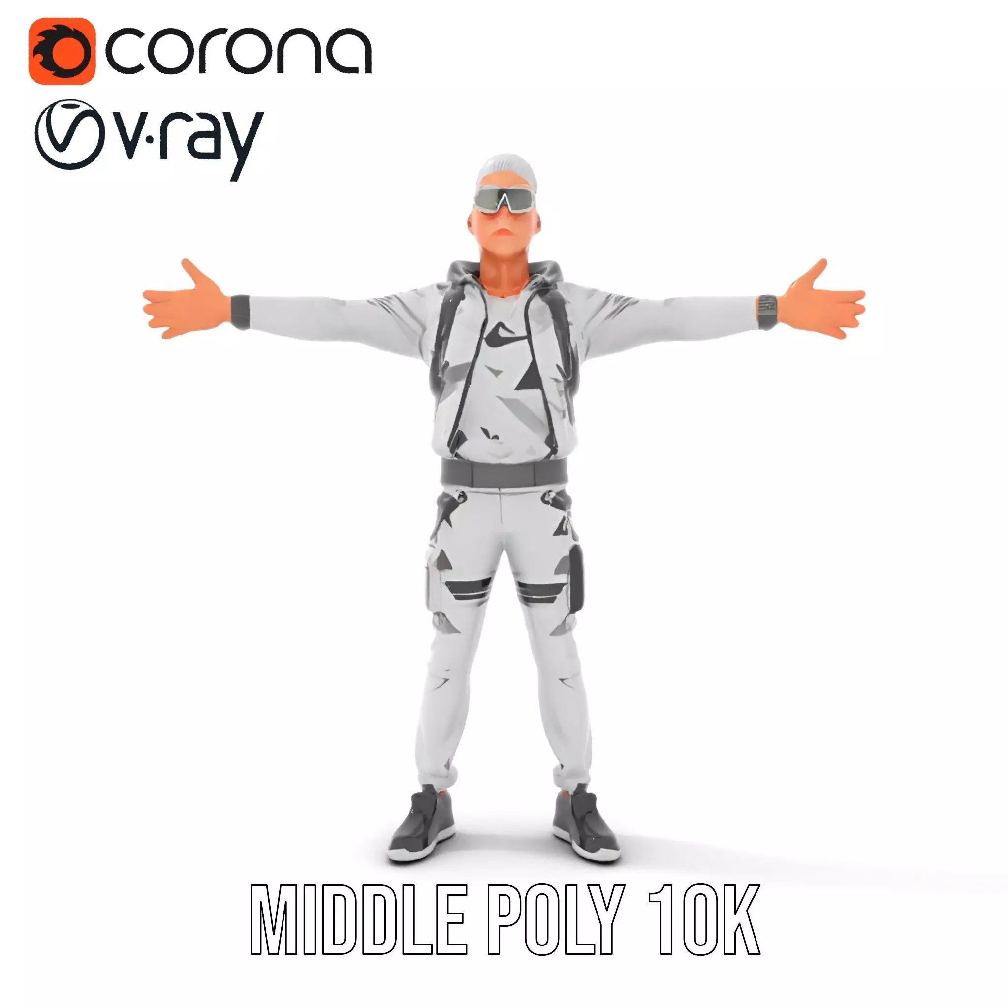 Futuristic Streetwear Male model pack Low-poly 3D model_27