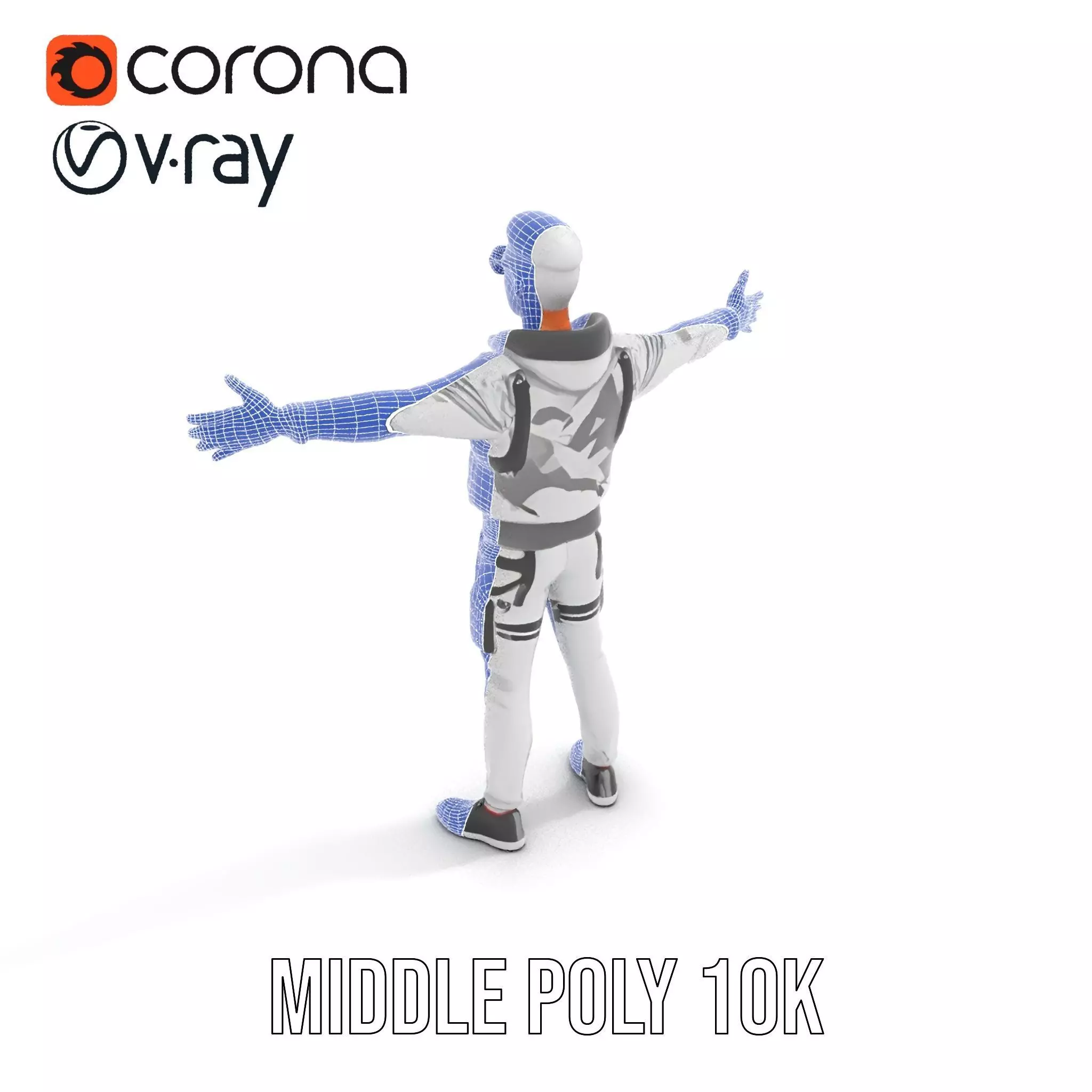 Futuristic Streetwear Male model pack Low-poly 3D model_19