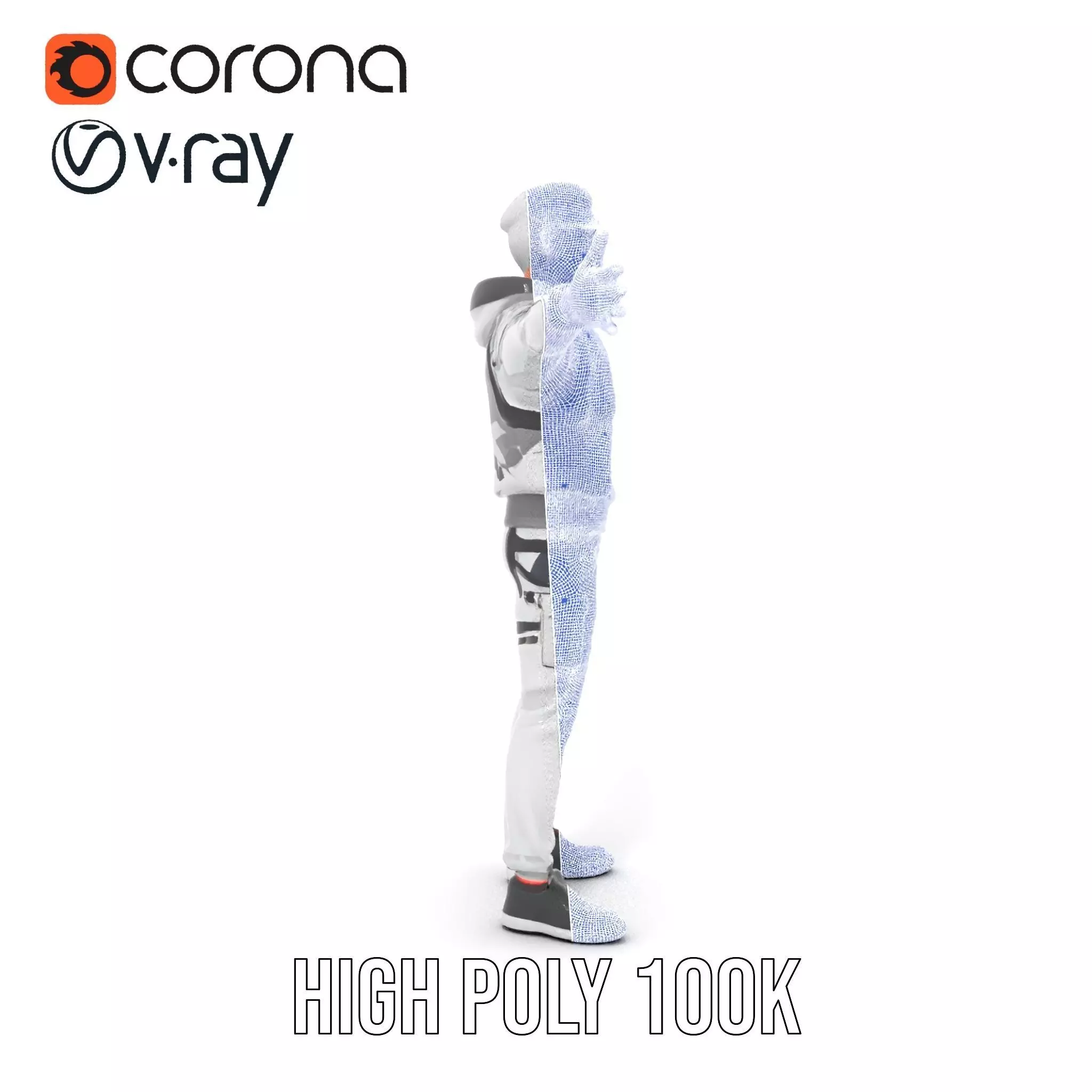 Futuristic Streetwear Male model pack Low-poly 3D model_32