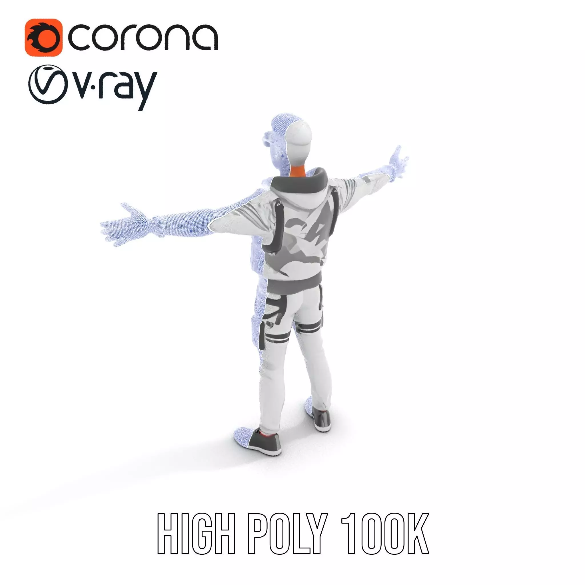 Futuristic Streetwear Male model pack Low-poly 3D model_26