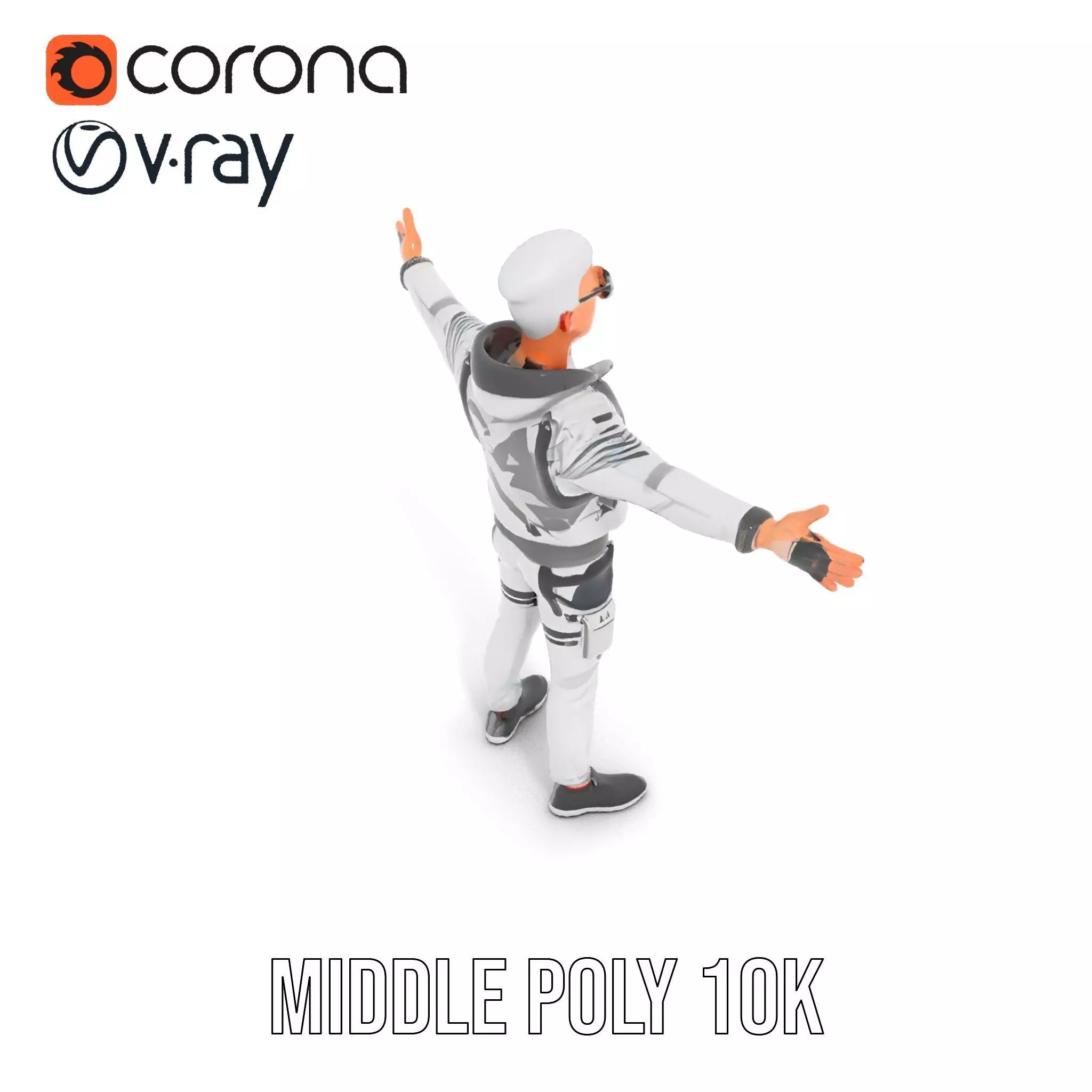 Futuristic Streetwear Male model pack Low-poly 3D model_6