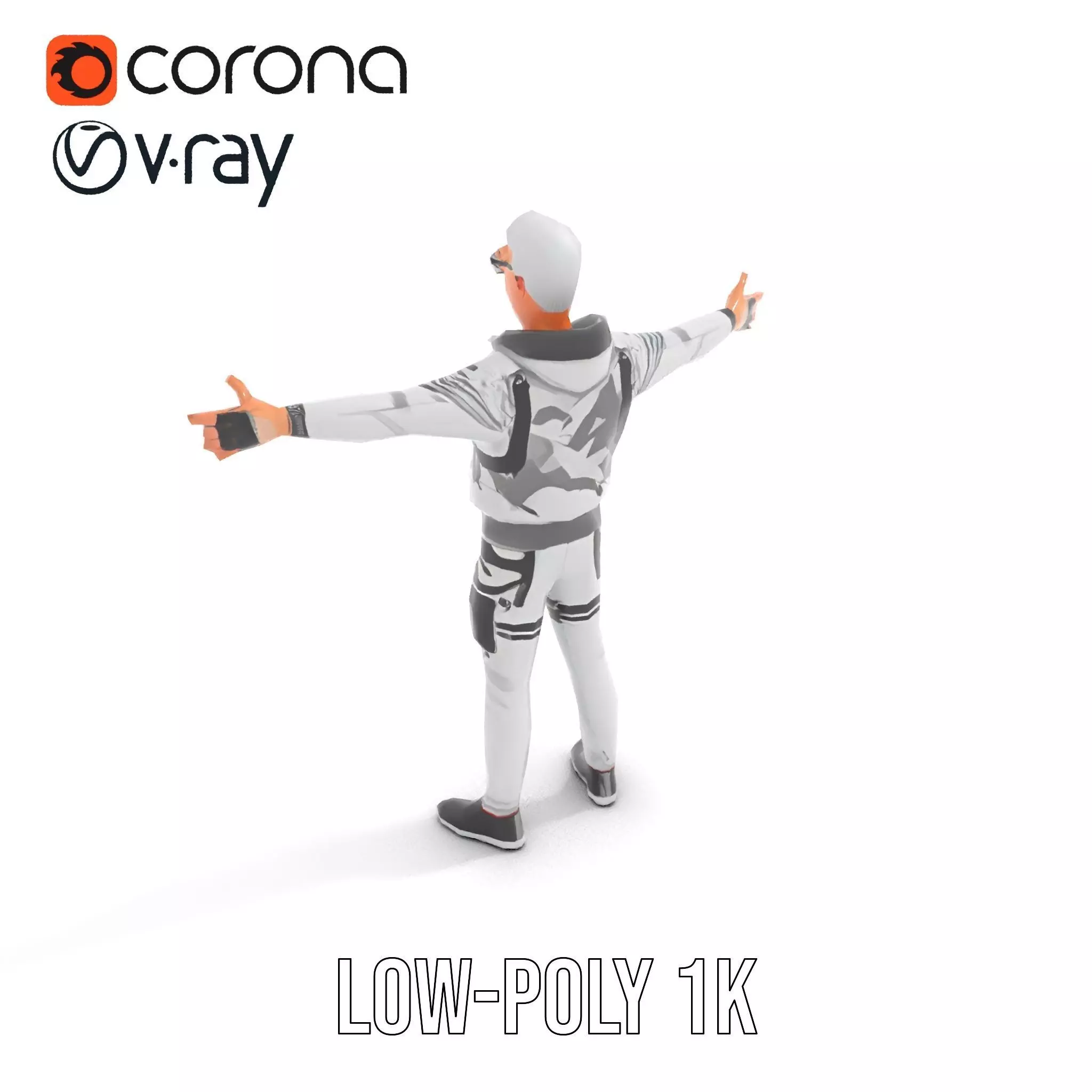 Futuristic Streetwear Male model pack Low-poly 3D model_8