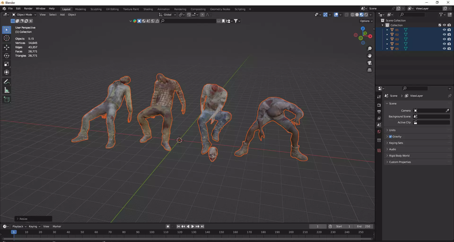 Horror Assets - Human Corpses Pack X2 Low-poly 3D Model Low-poly 3D model_10