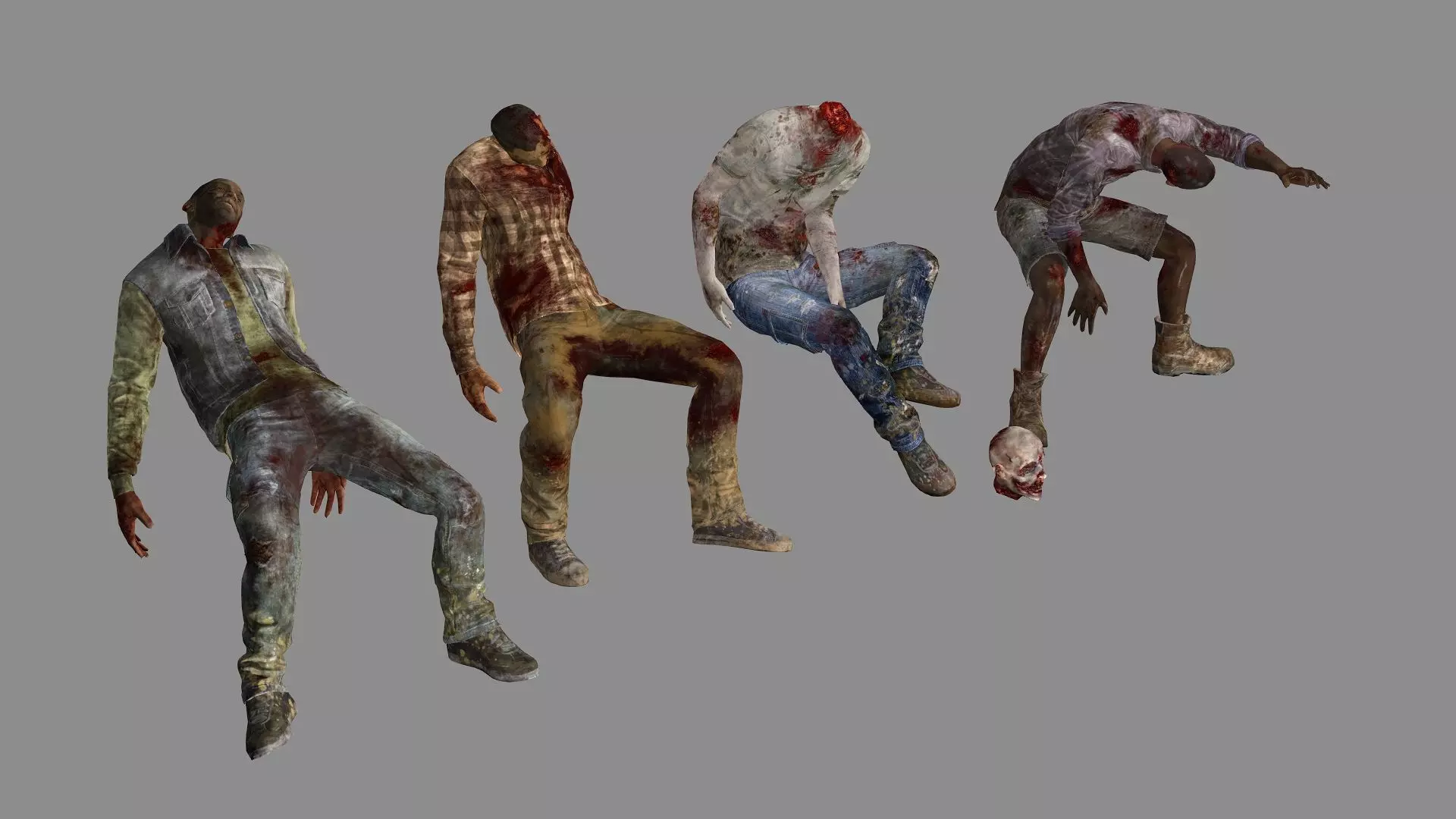 Horror Assets - Human Corpses Pack X2 Low-poly 3D Model Low-poly 3D model_2