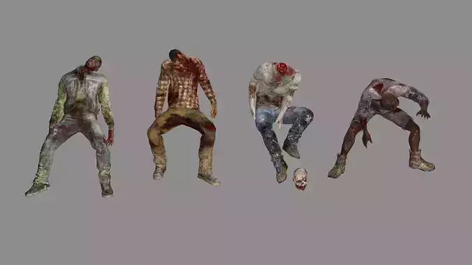 Horror Assets - Human Corpses Pack X2 Low-poly 3D Model