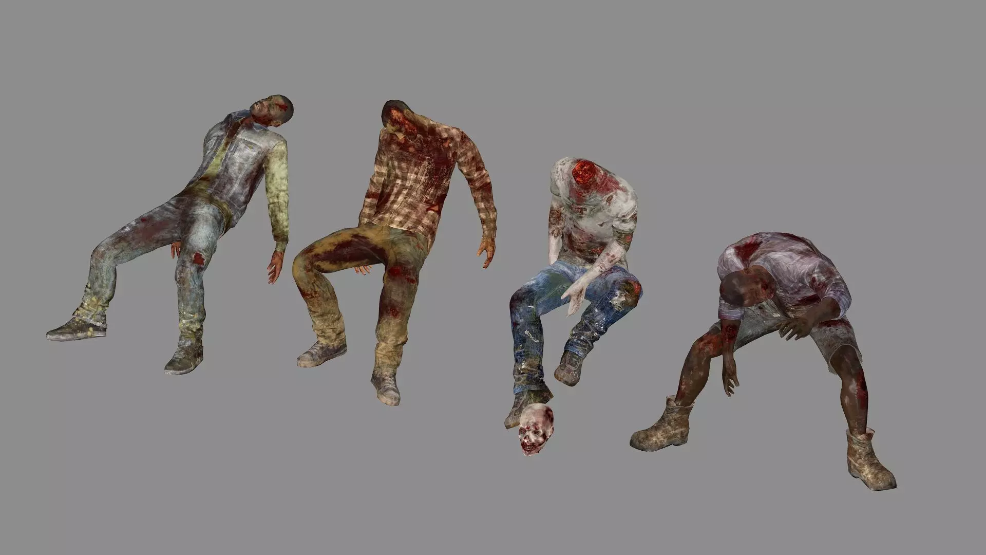Horror Assets - Human Corpses Pack X2 Low-poly 3D Model Low-poly 3D model_1