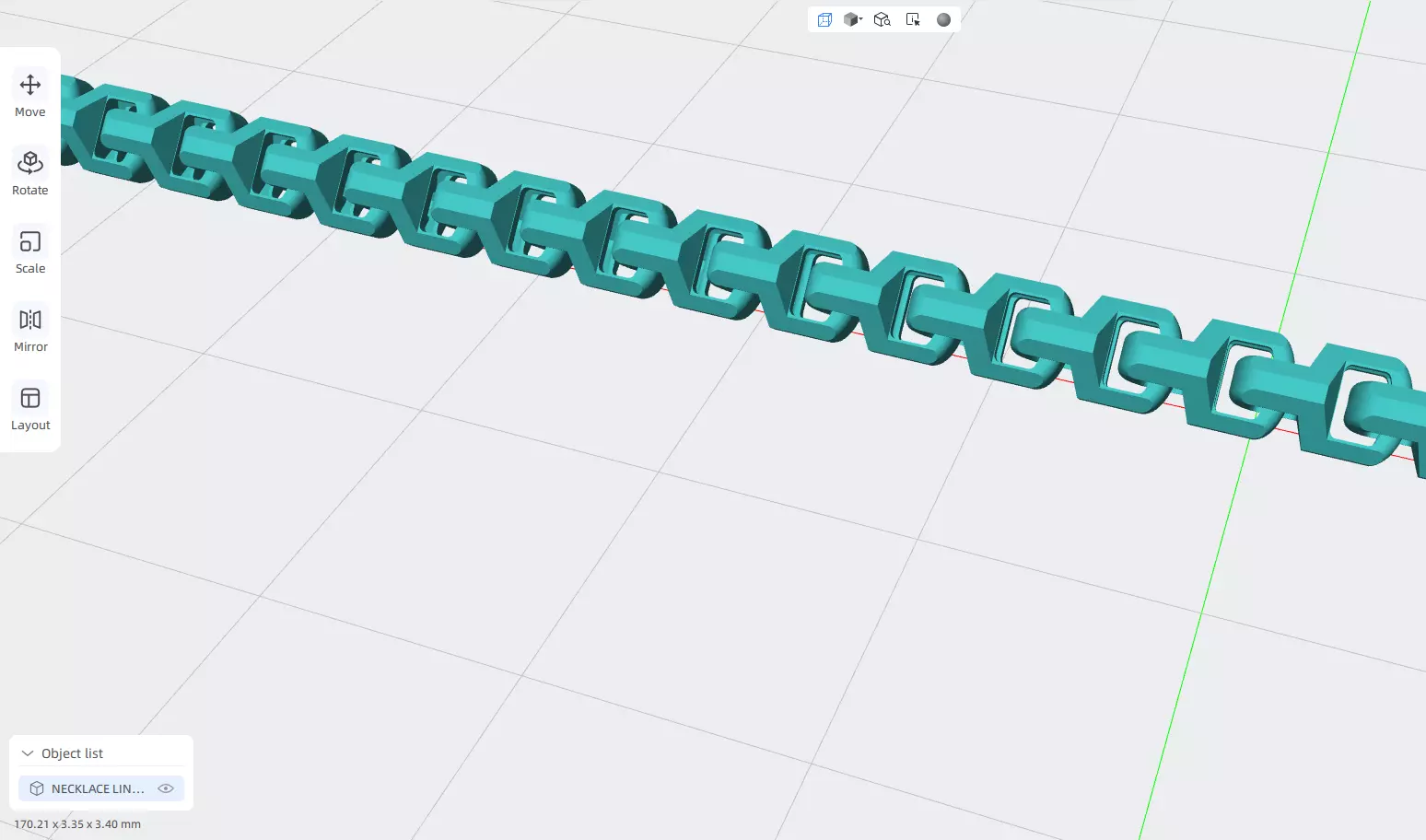  17cm Long Necklace Chain Link - No Lock Box 3D print model_0