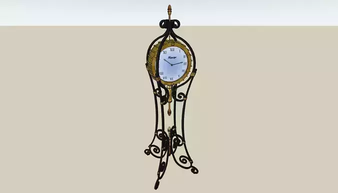 Vintage Standing Clock with Roman Numerals - 3D Model