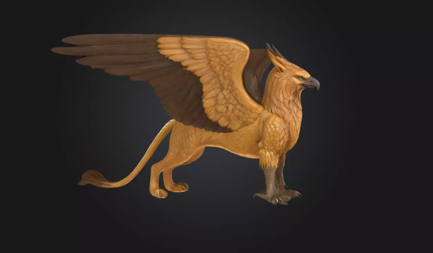 Fantasy Mythical Griffin Bird 3D model Low-poly 3D model_0