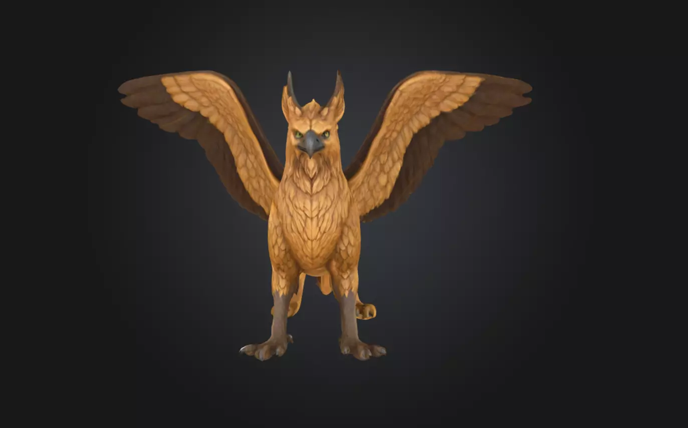 Fantasy Mythical Griffin Bird 3D model Low-poly 3D model_4