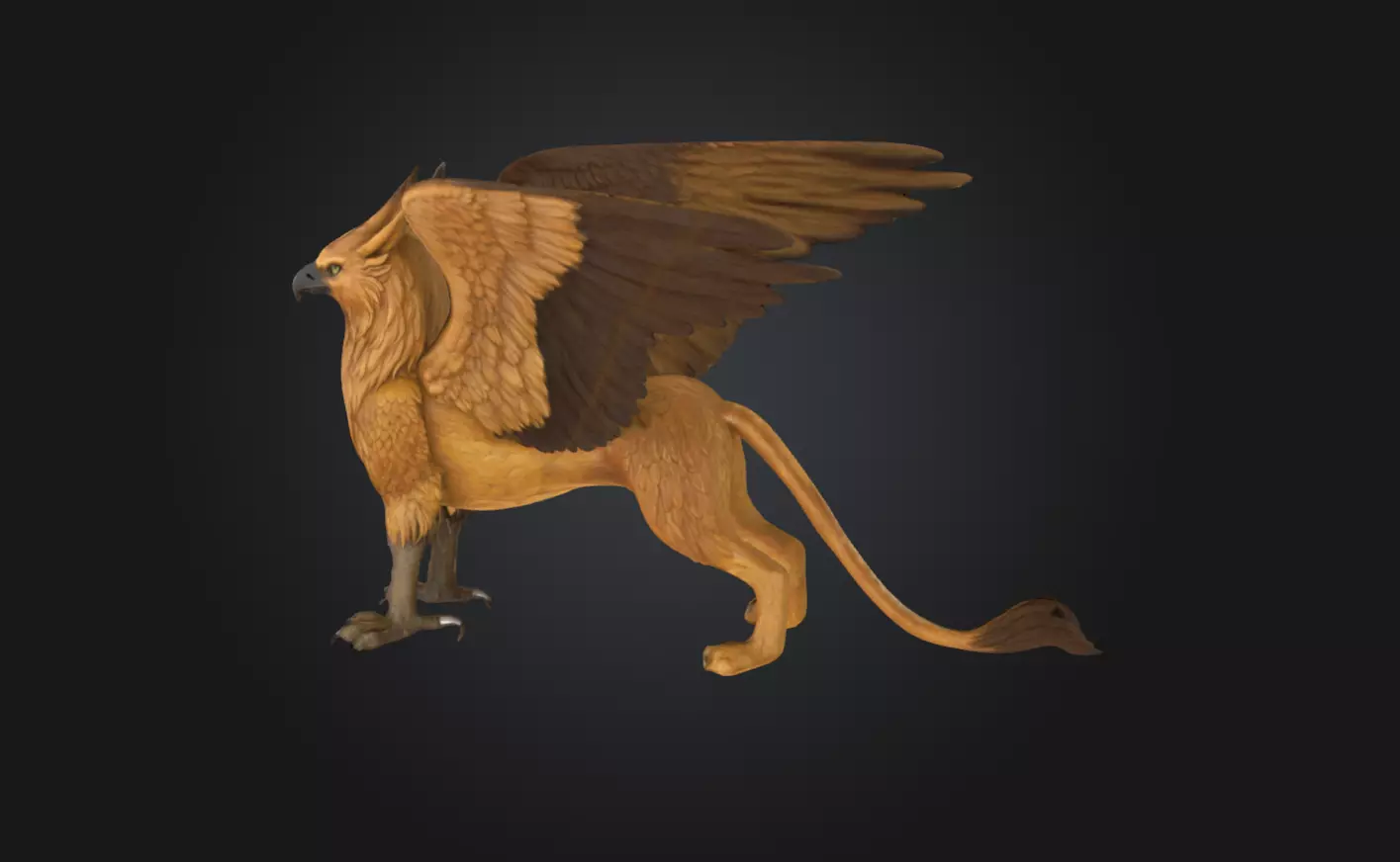 Fantasy Mythical Griffin Bird 3D model Low-poly 3D model_3