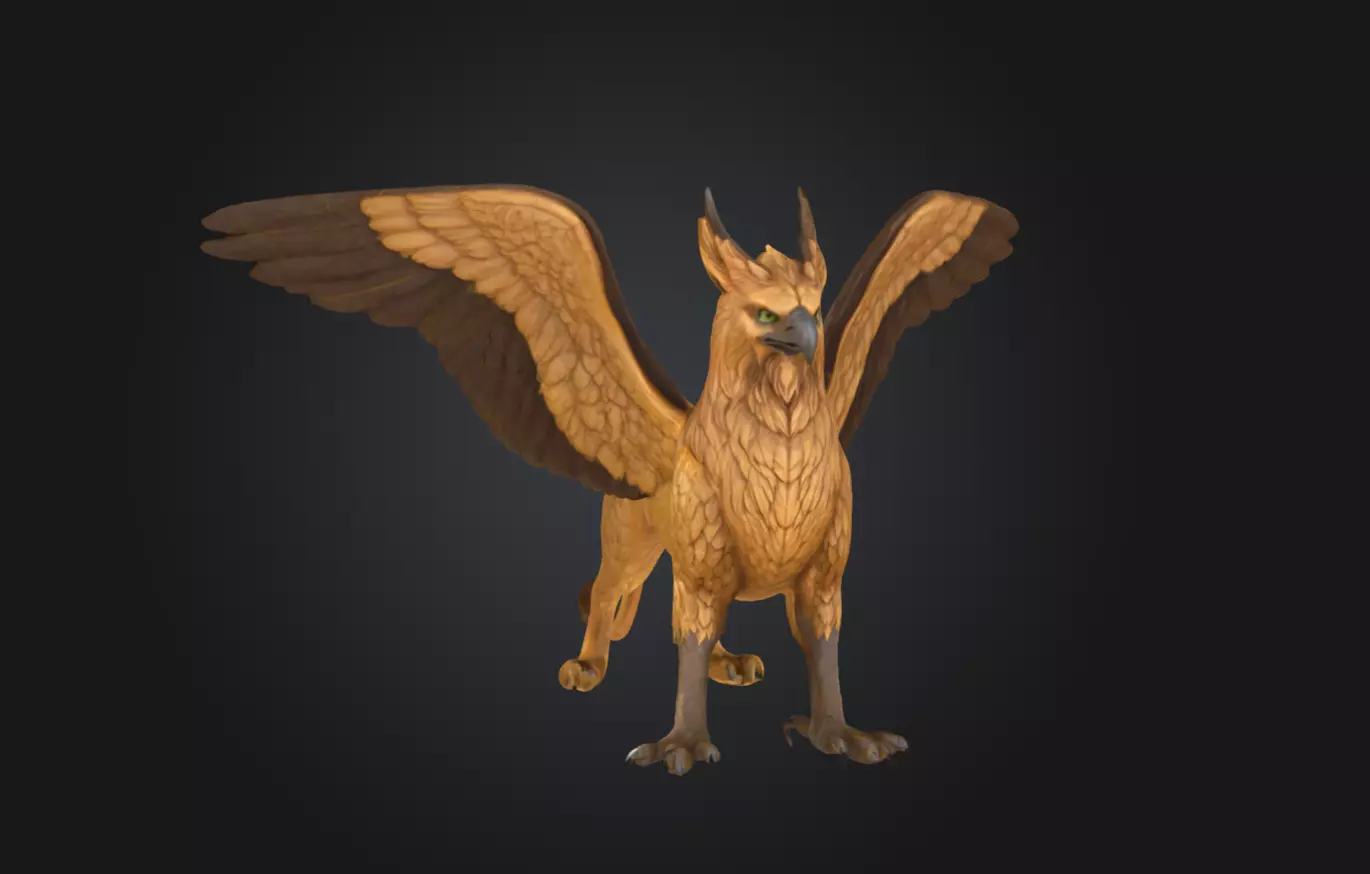 Fantasy Mythical Griffin Bird 3D model Low-poly 3D model_1
