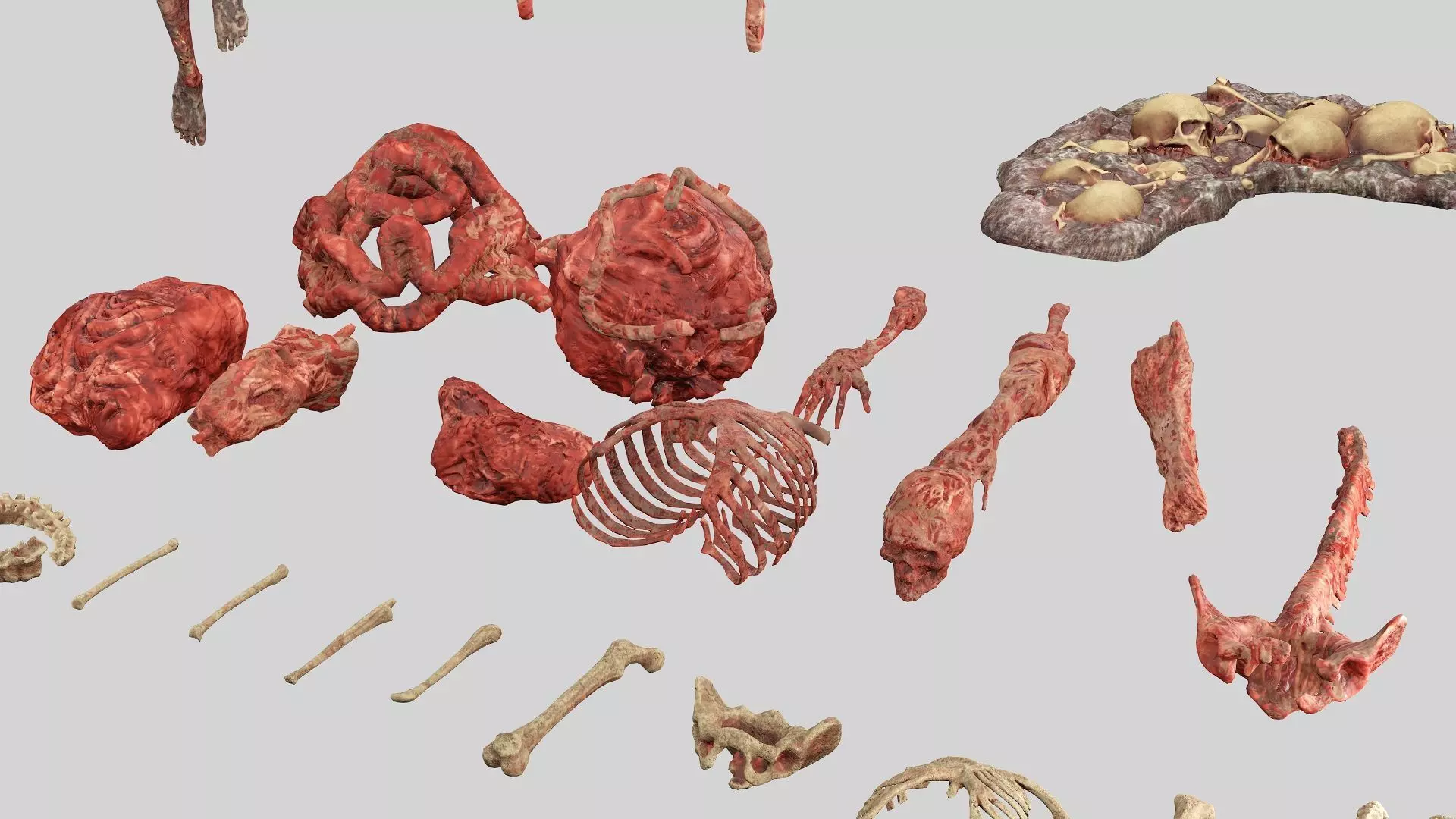 Horror Assets Human Corpses Body Collection X3 Pack 3D Model Low-poly 3D model_5