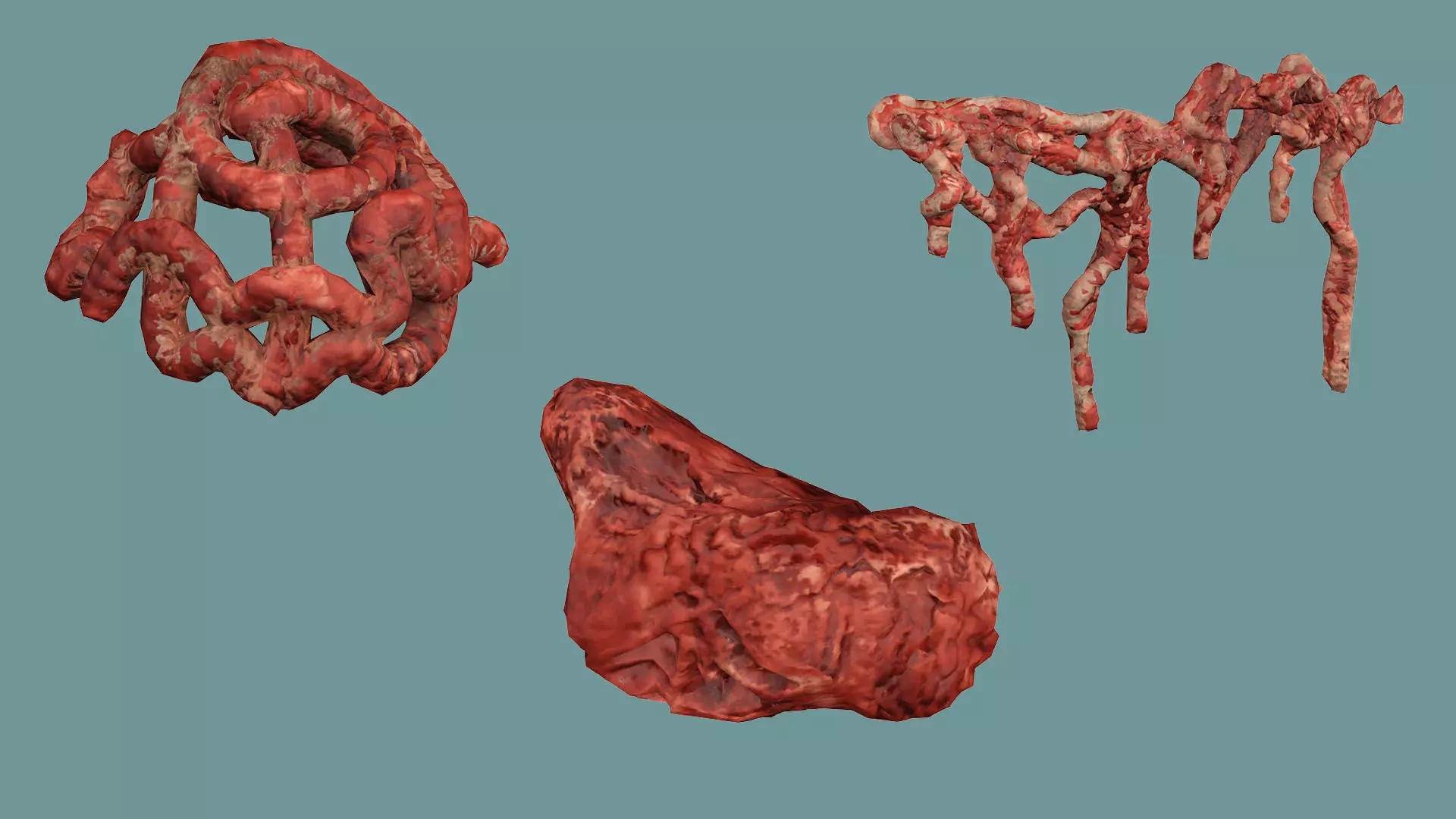 Horror Assets Human Corpses Body Collection X3 Pack 3D Model Low-poly 3D model_12