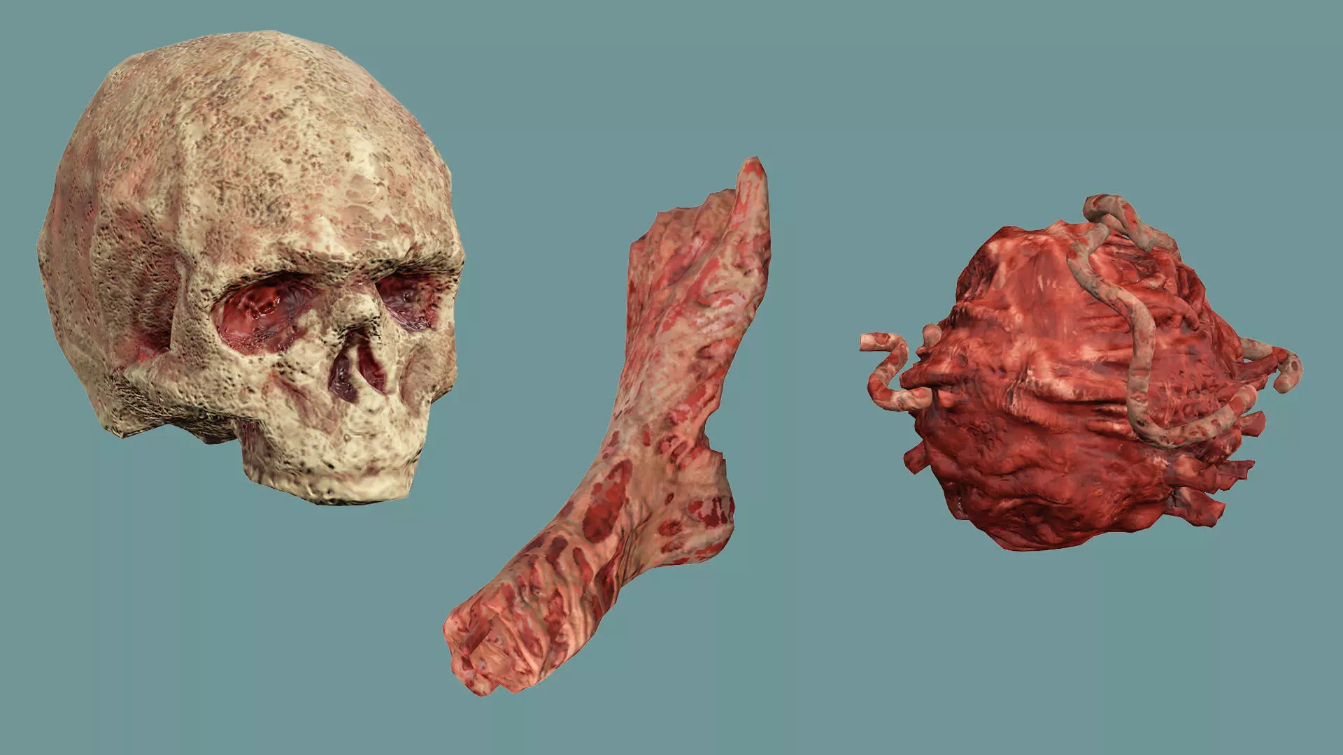 Horror Assets Human Corpses Body Collection X3 Pack 3D Model Low-poly 3D model_11