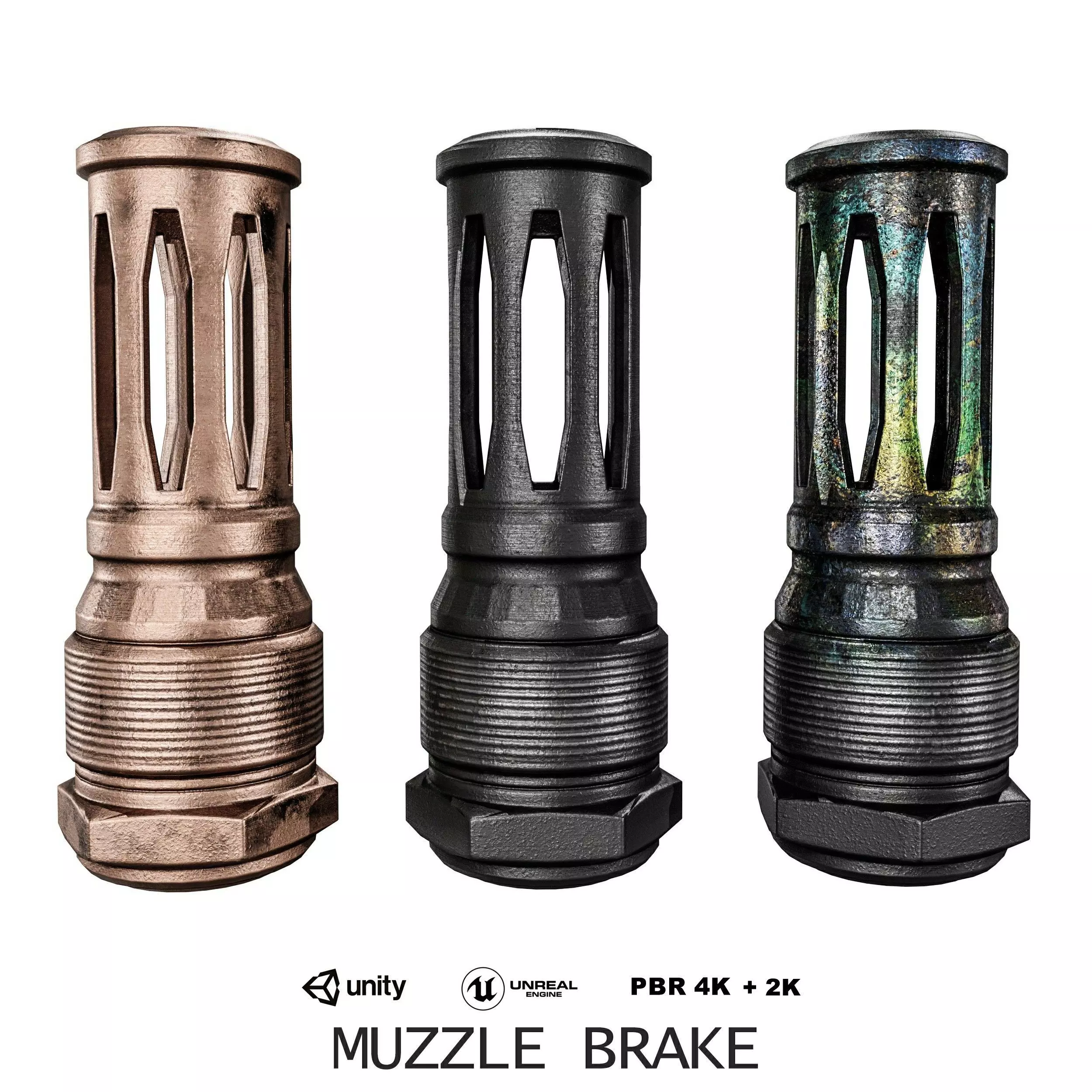 R2C Flash Hider Muzzle Brake Low-poly 3D model