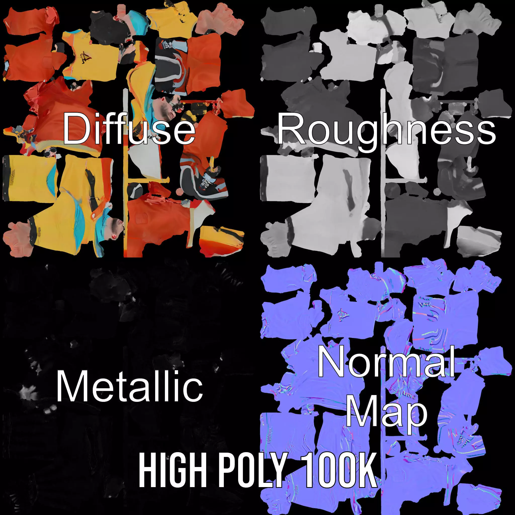 Colorful Urban Outfit model pack Low-poly 3D model_4