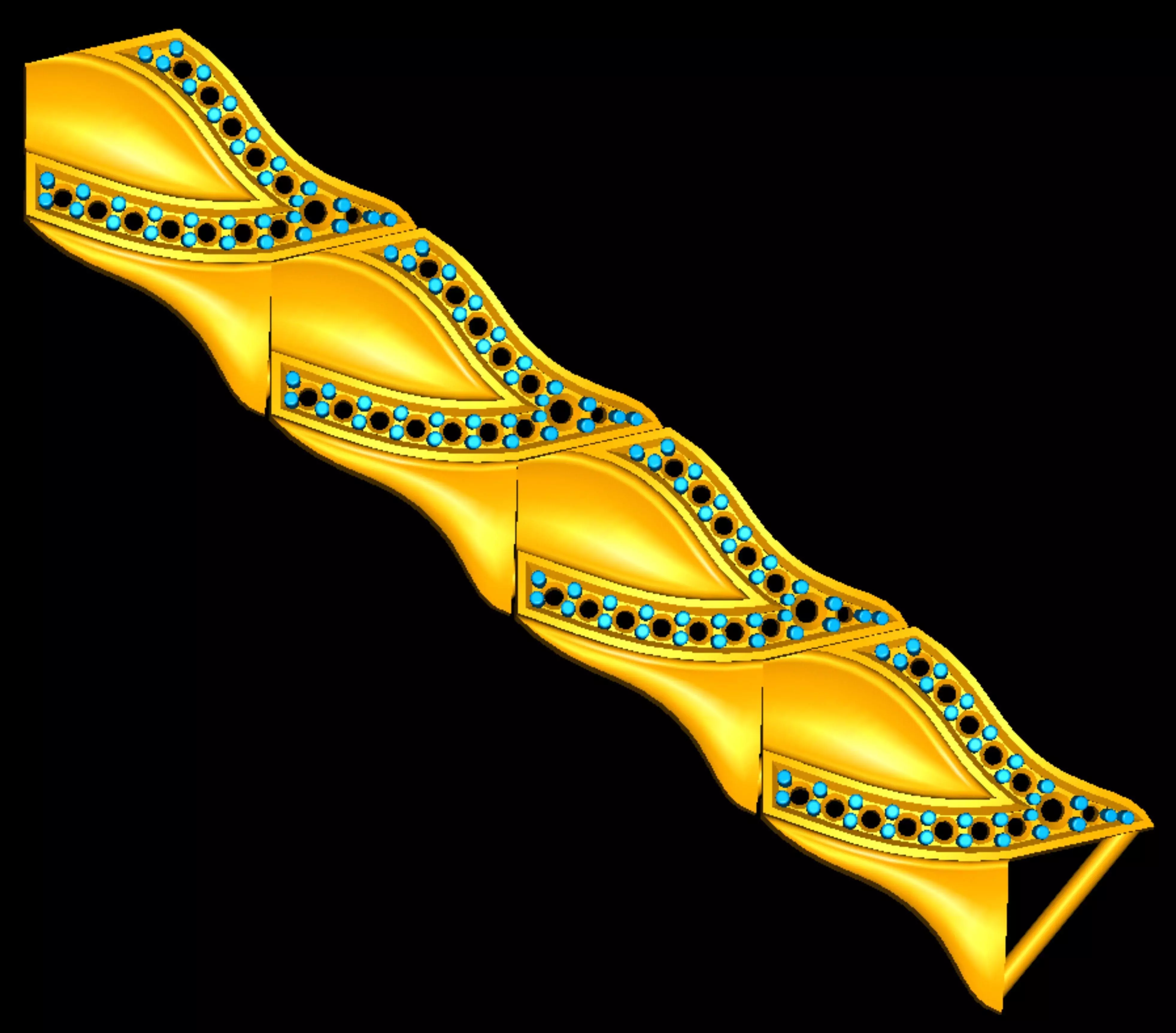 3D Printable Jewelry design of Bracelet with diamonds 3D print model_2