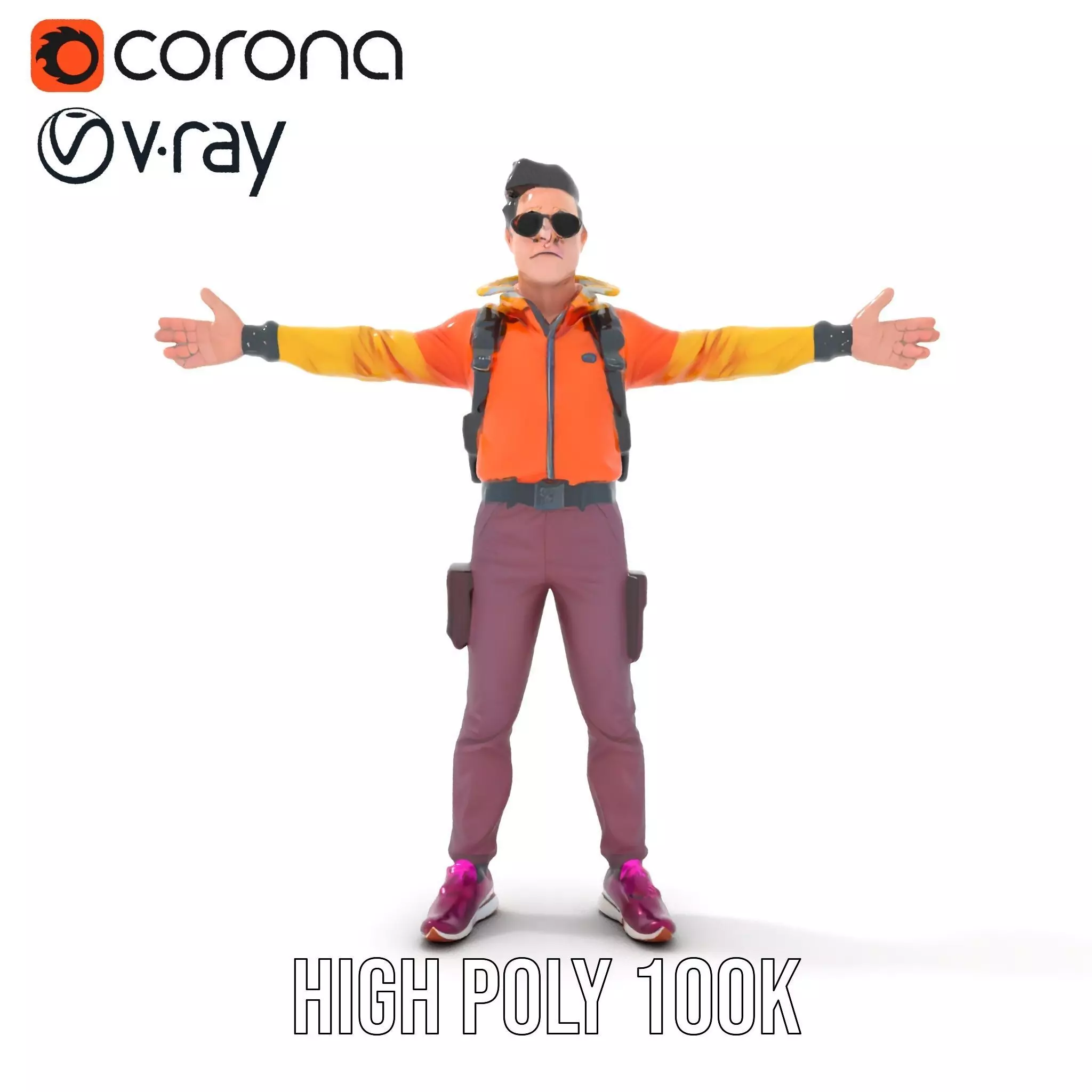 Vibrant Explorer Outfit model pack Low-poly 3D model_13