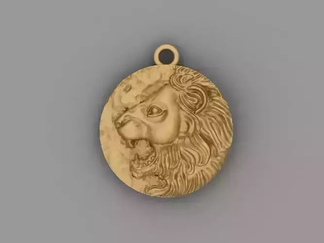 ROARING LION HEAD MEDALLION  3D MODEL STL COIN