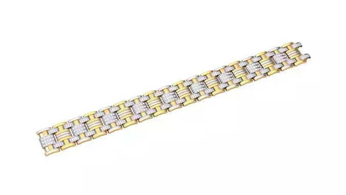 3D Printable Jewelry design of Bracelet with diamonds