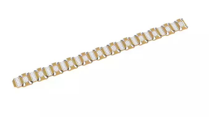 3D Printable Jewelry design of Bracelet with diamonds 