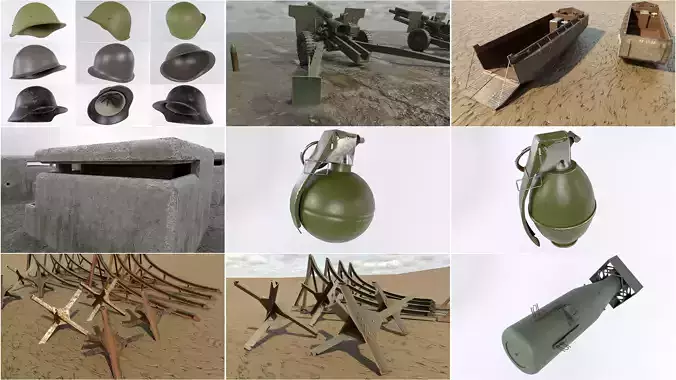 World War Asset Bundle Low-poly 3D model