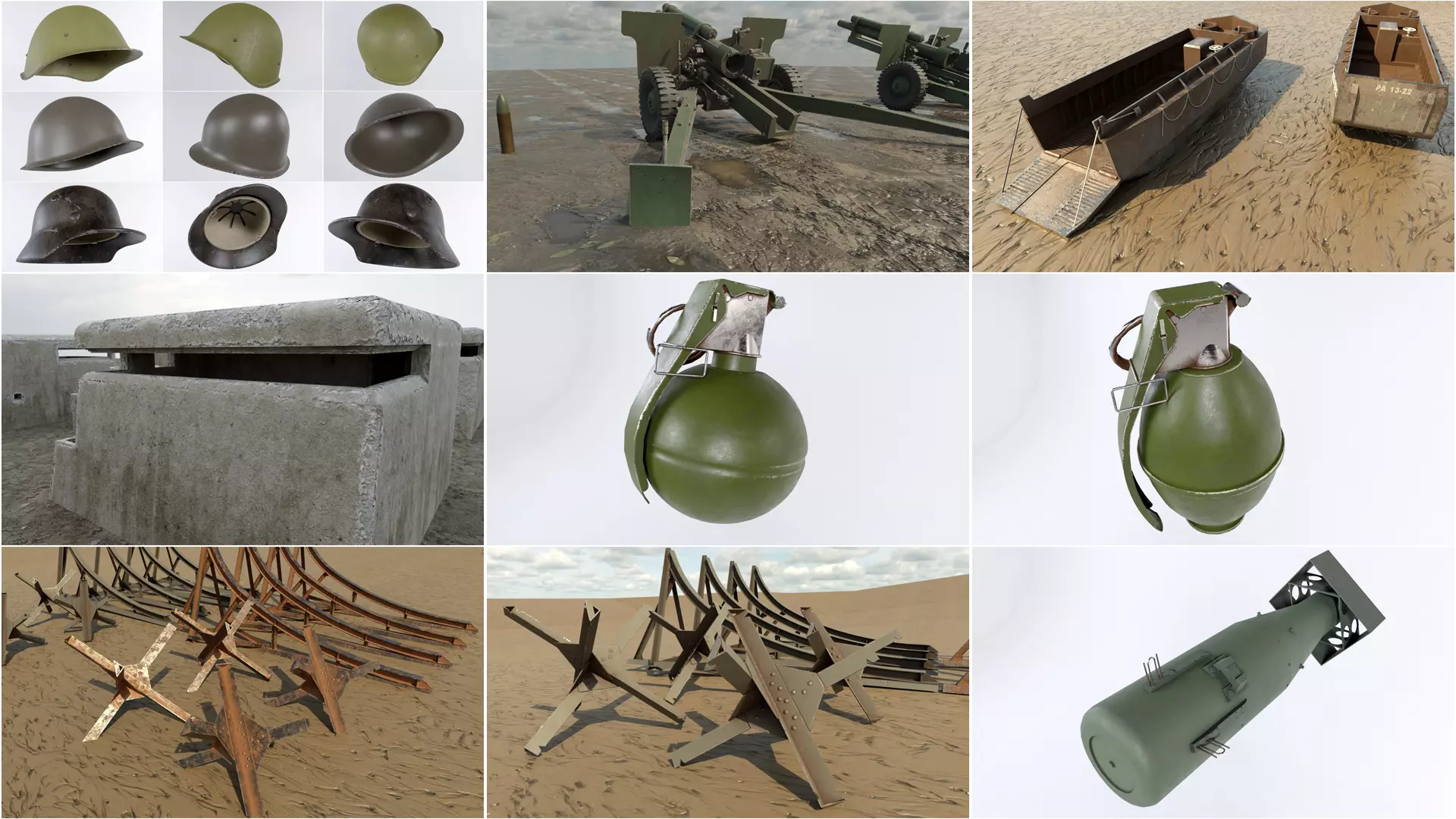 World War Asset Bundle Low-poly 3D model_0